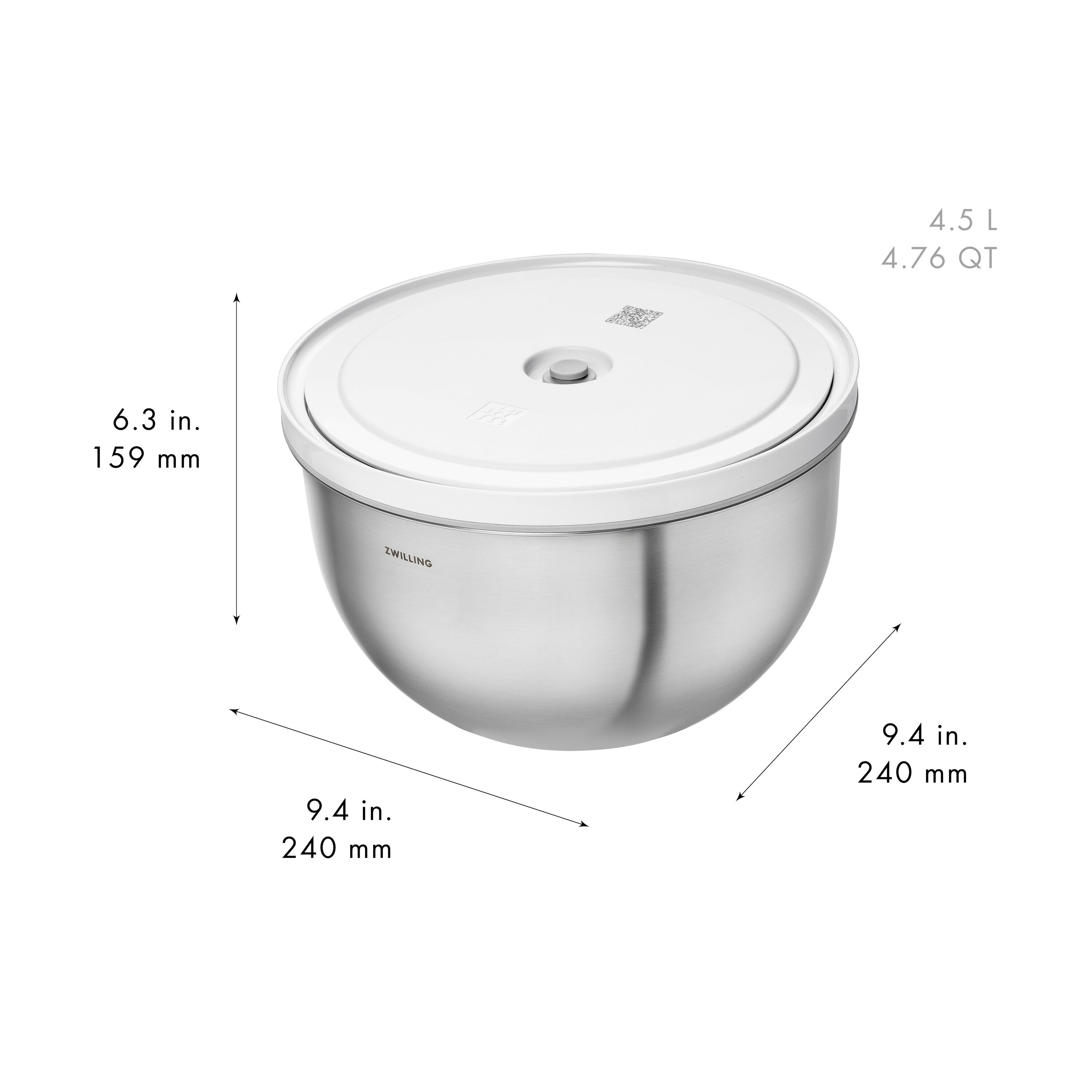 ZWILLING        Fresh & Save BOWLS                Vakuumschüssel Set S/M/L / 6-tlg, Edelstahl, Silber-Weiß