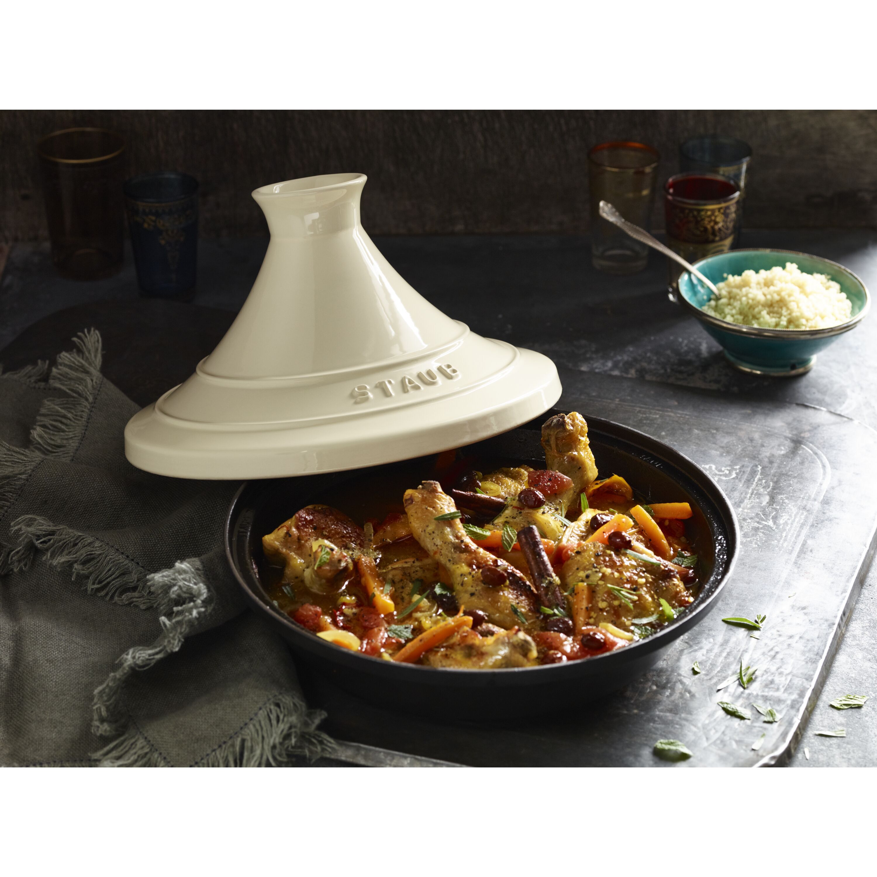 Staub        Specialities                Tajine 20 cm, rund, Cream, Gusseisen