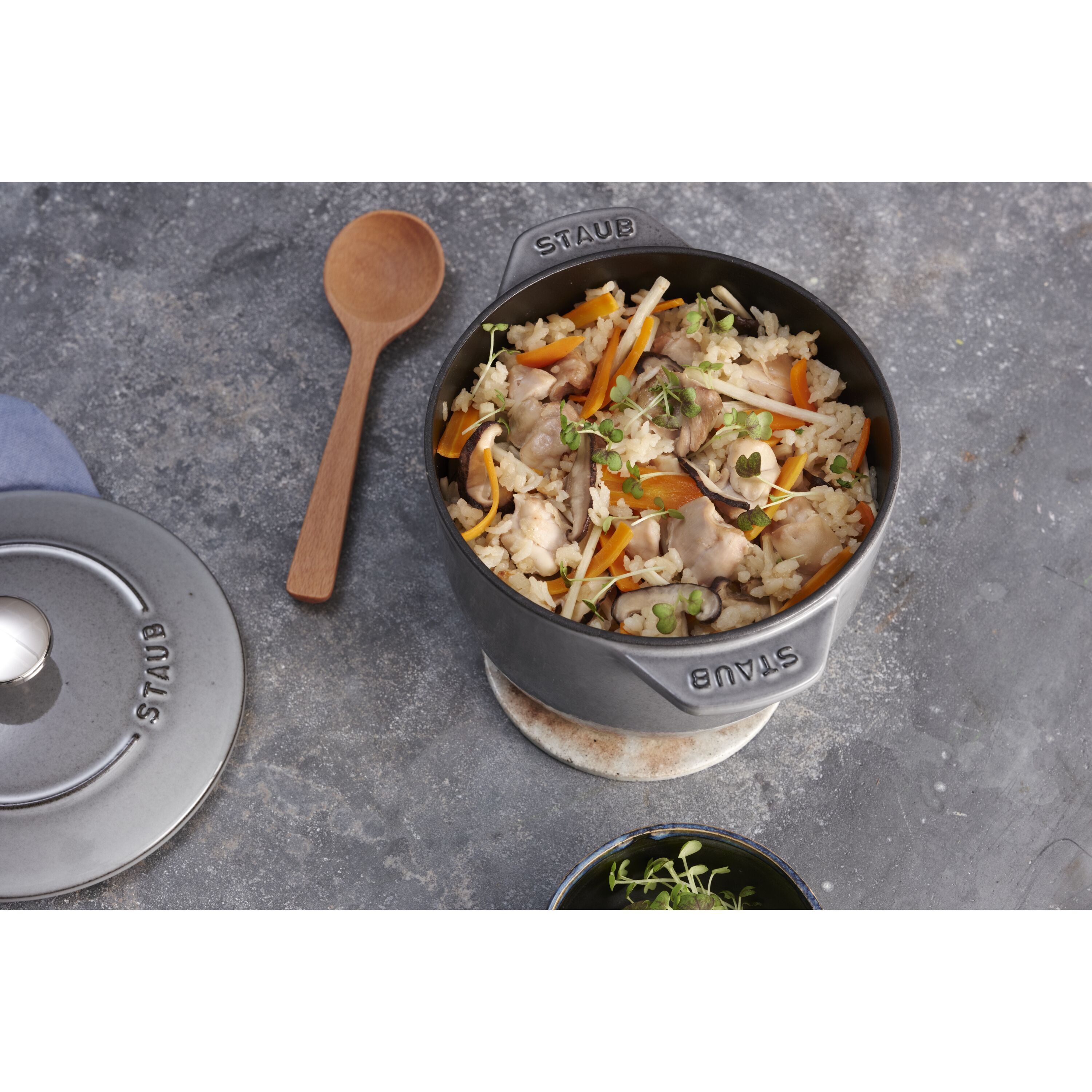 Staub        La Cocotte                Reis-Cocotte 16 cm, rund, Graphit-Grau, Gusseisen