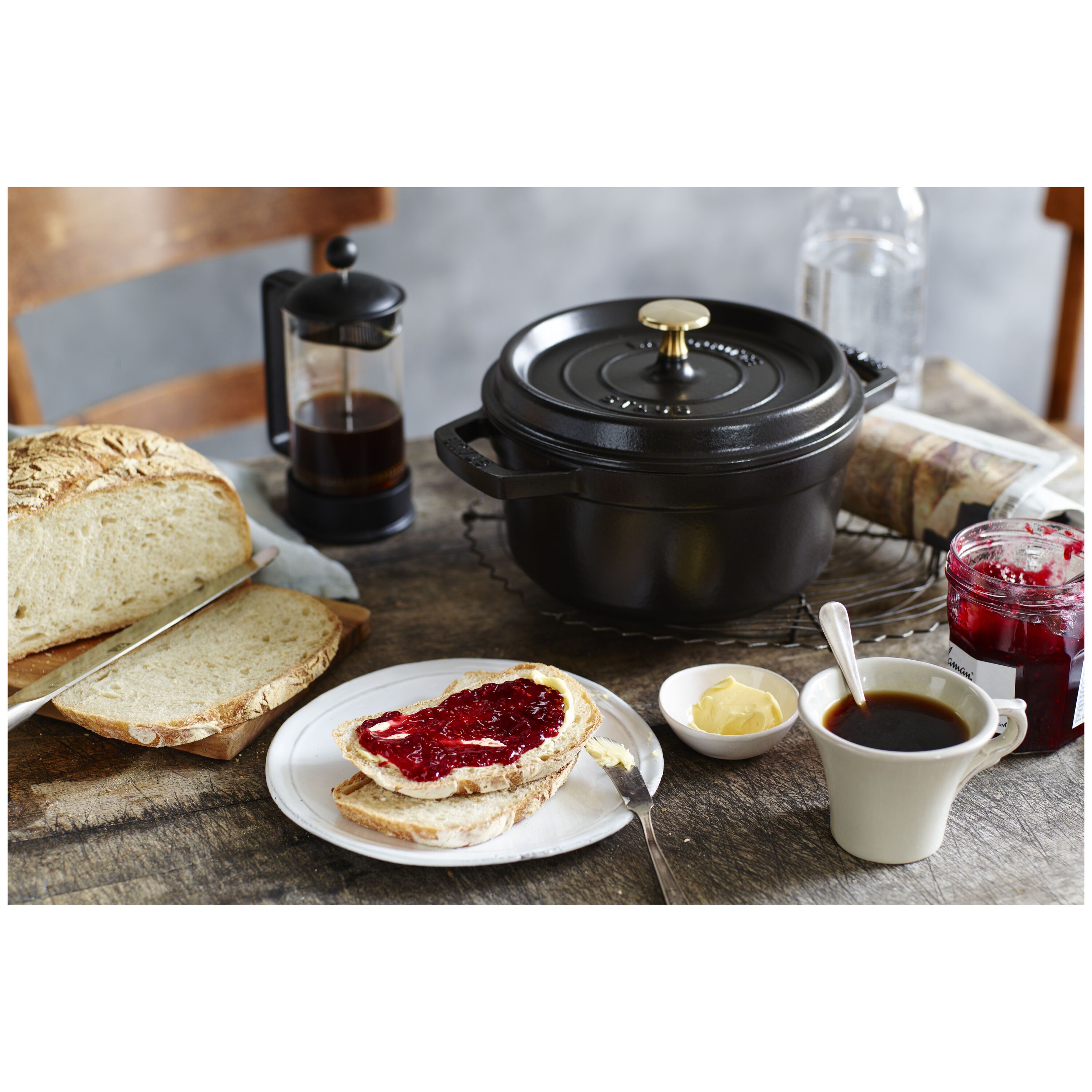 Staub        La Cocotte                Cocotte 20 cm, rund, Schwarz, Gusseisen