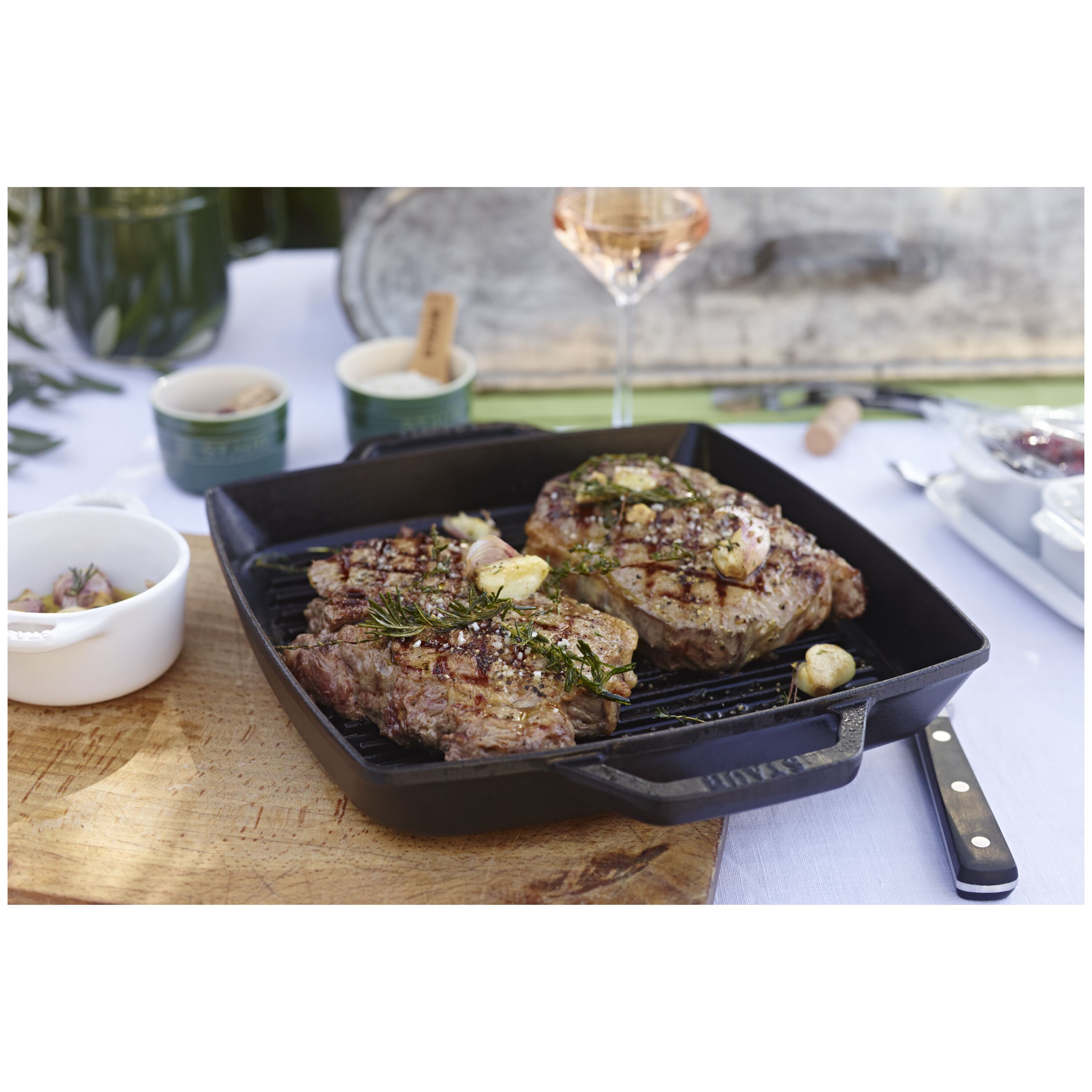 Staub        Grill Pans                Grillpfanne 28 cm, quadratisch, Schwarz, Gusseisen