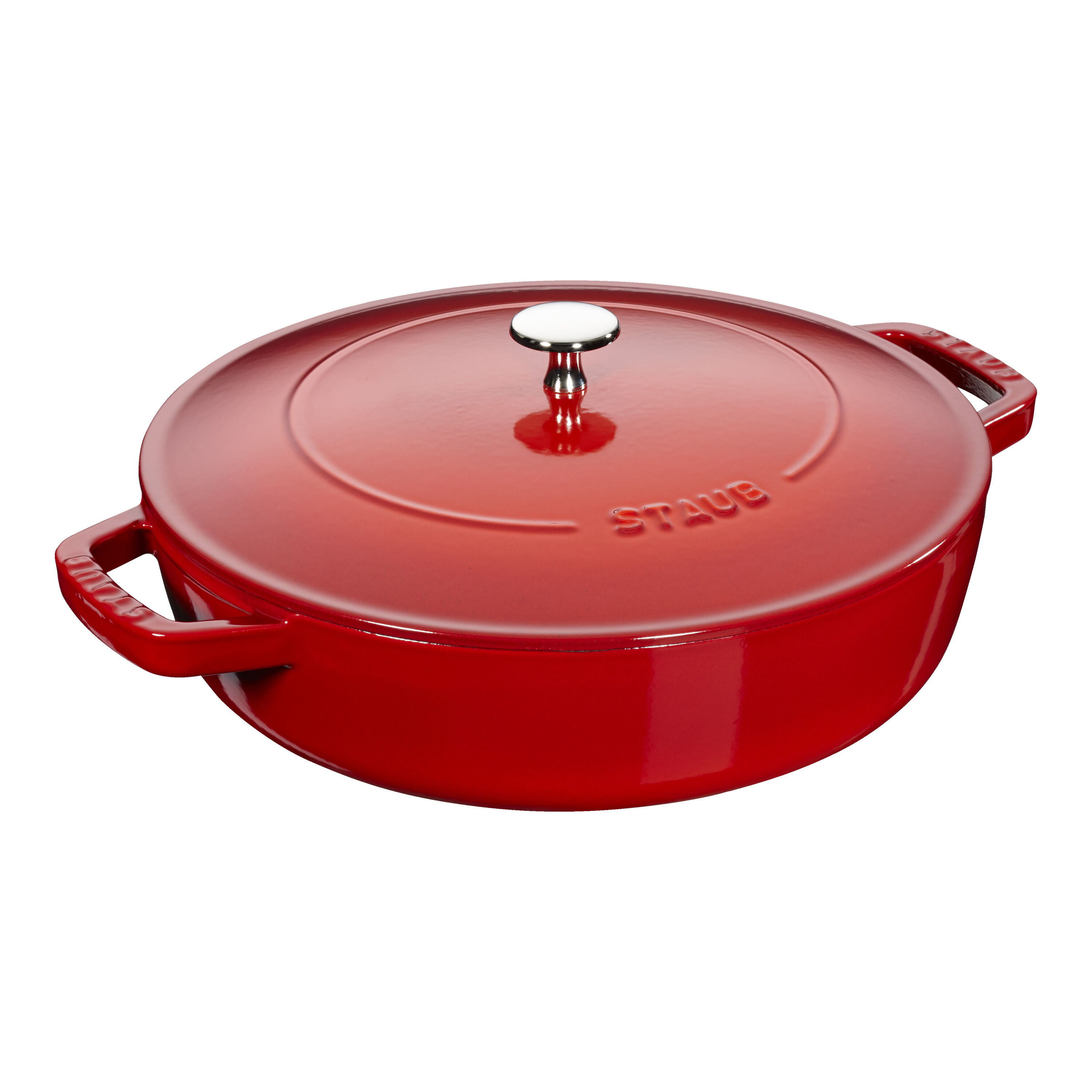 Staub        Braisers                Bräter mit Chistera Drop-Structure  28 cm, rund, Kirsch-Rot, Gusseisen