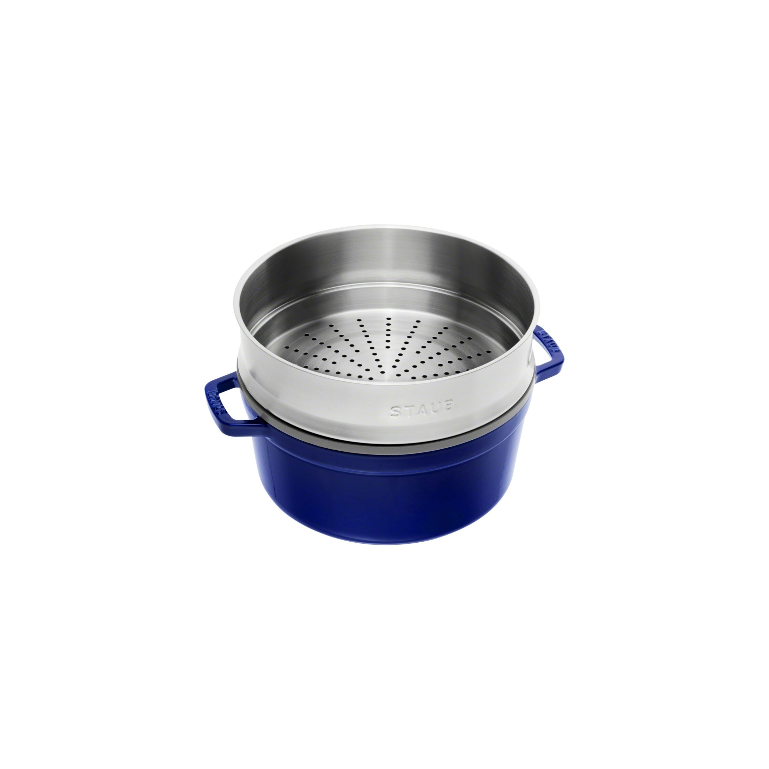 Staub        La Cocotte                Cocotte mit Dämpfeinsatz 26 cm, rund, Dunkelblau, Gusseisen