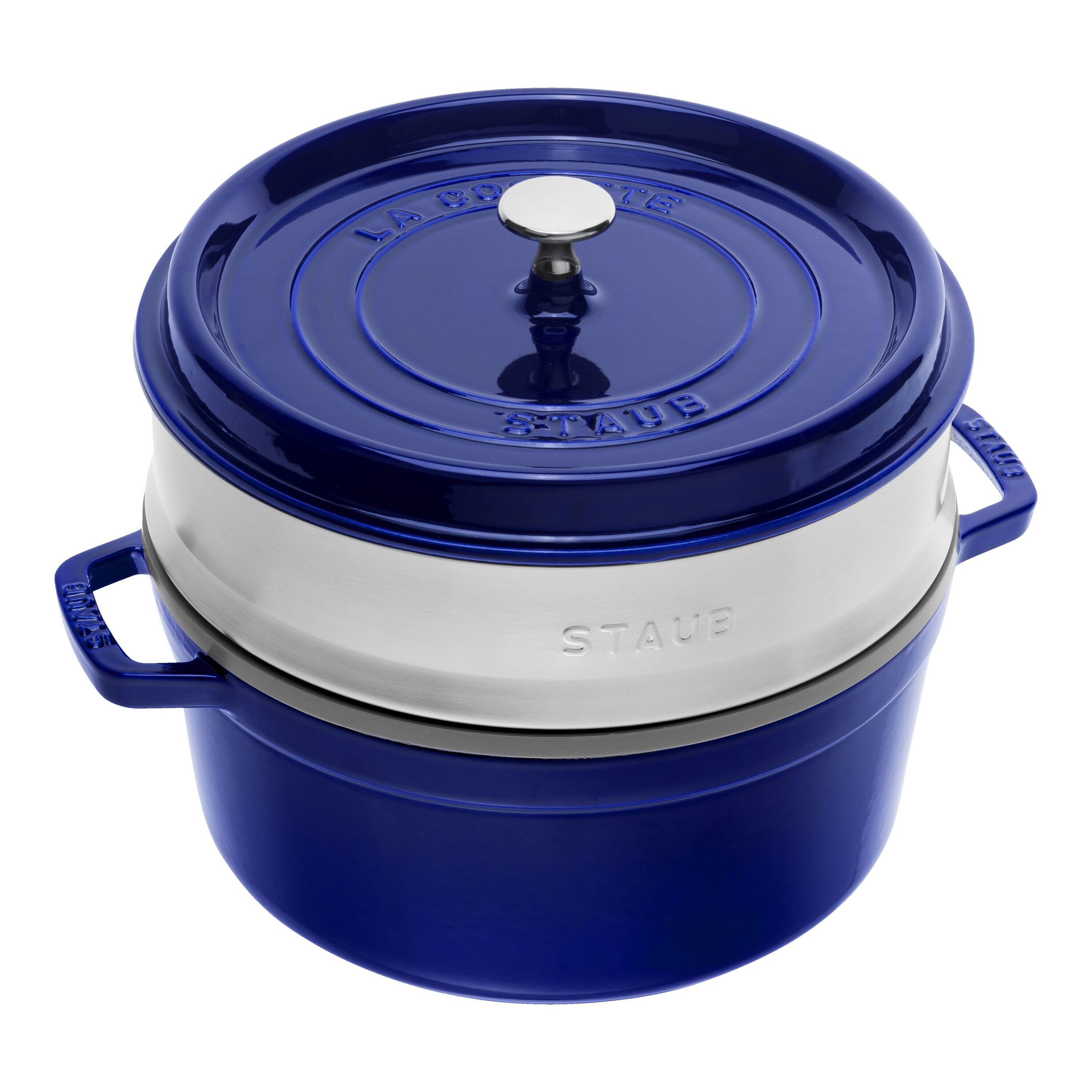 Staub        La Cocotte                Cocotte mit Dämpfeinsatz 26 cm, rund, Dunkelblau, Gusseisen