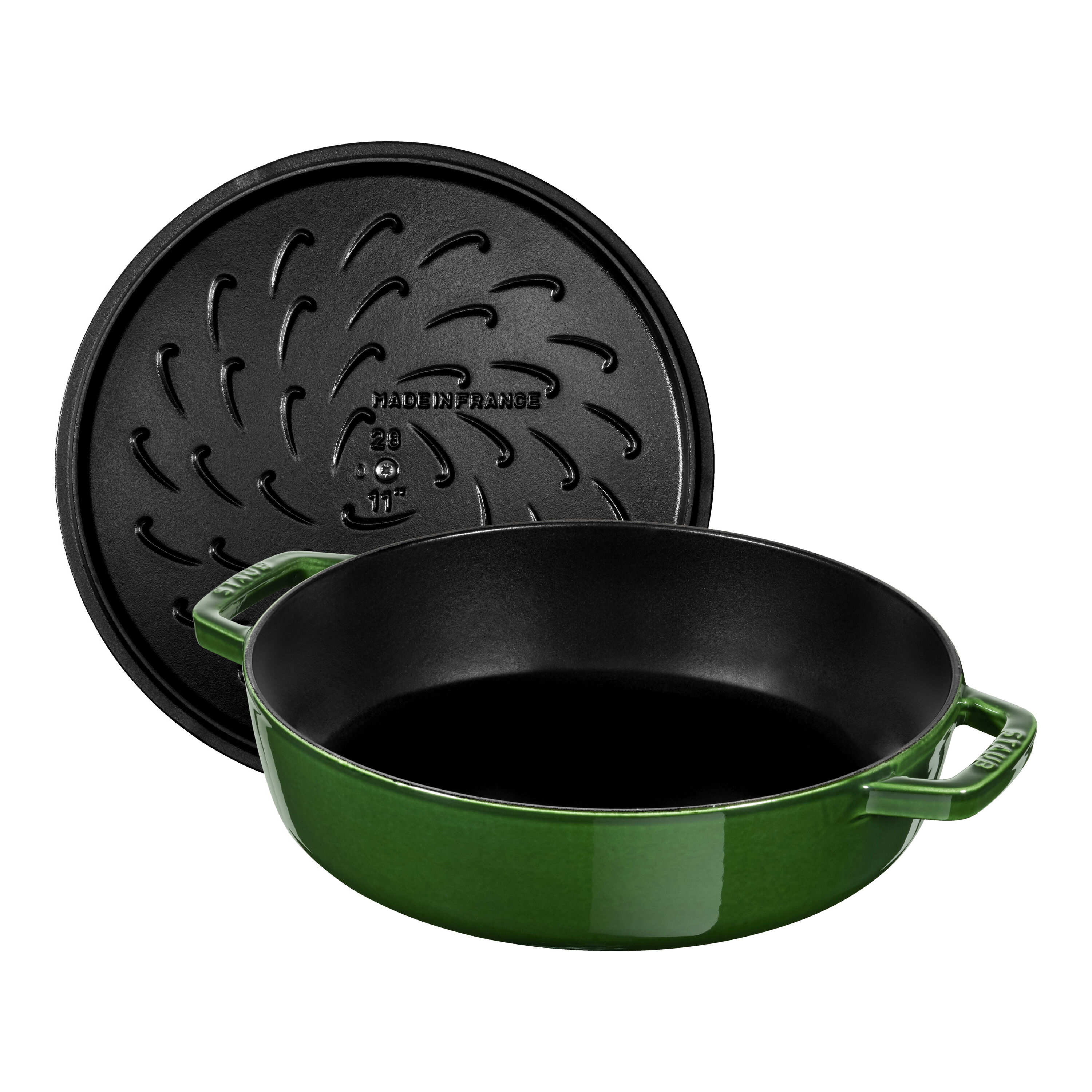 Staub        Braisers                Bräter mit Chistera Drop-Structure 24 cm, rund, Basilikum-Grün, Gusseisen