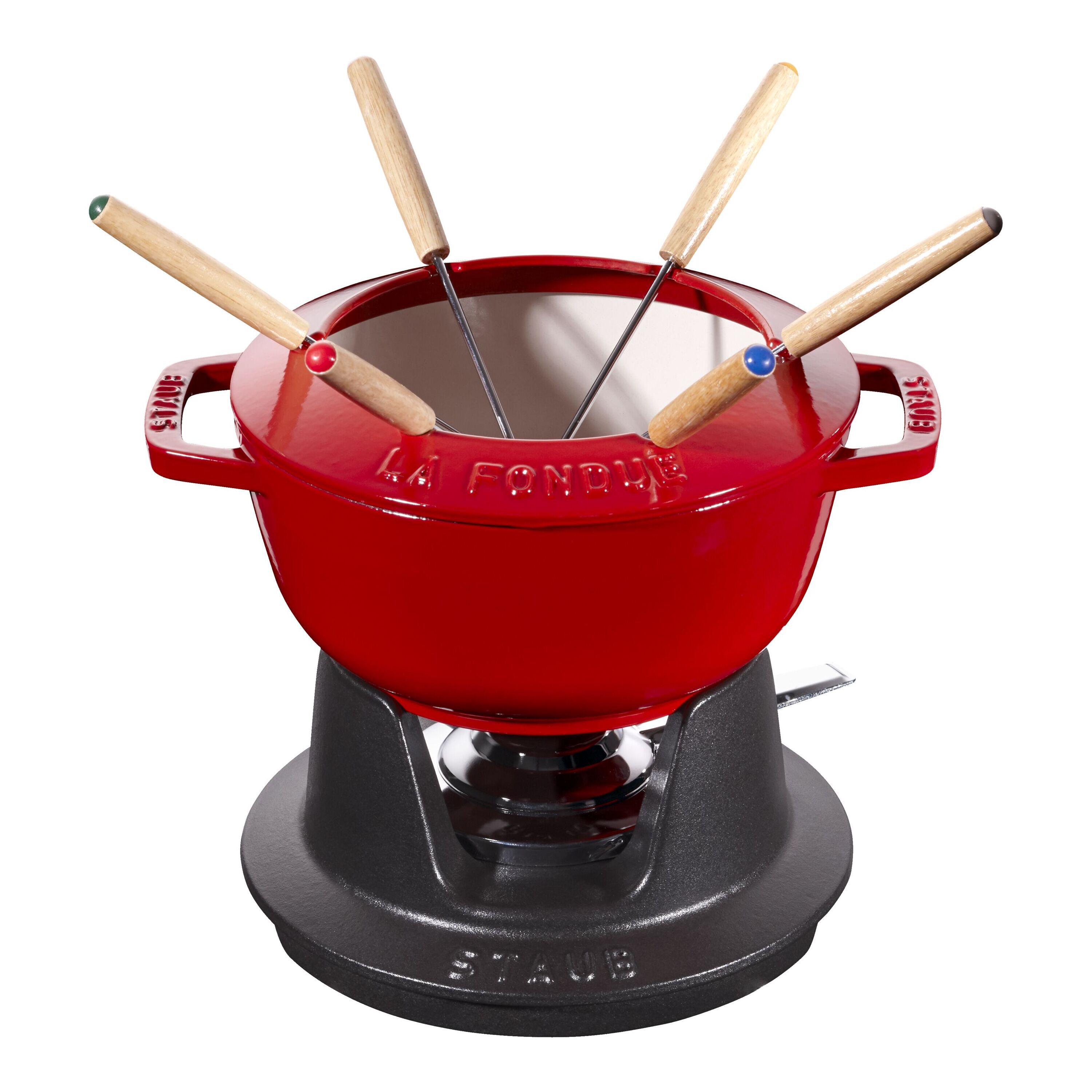 Staub        Specialities                Fondue Set 18 cm, rund, Kirsch-Rot, Gusseisen