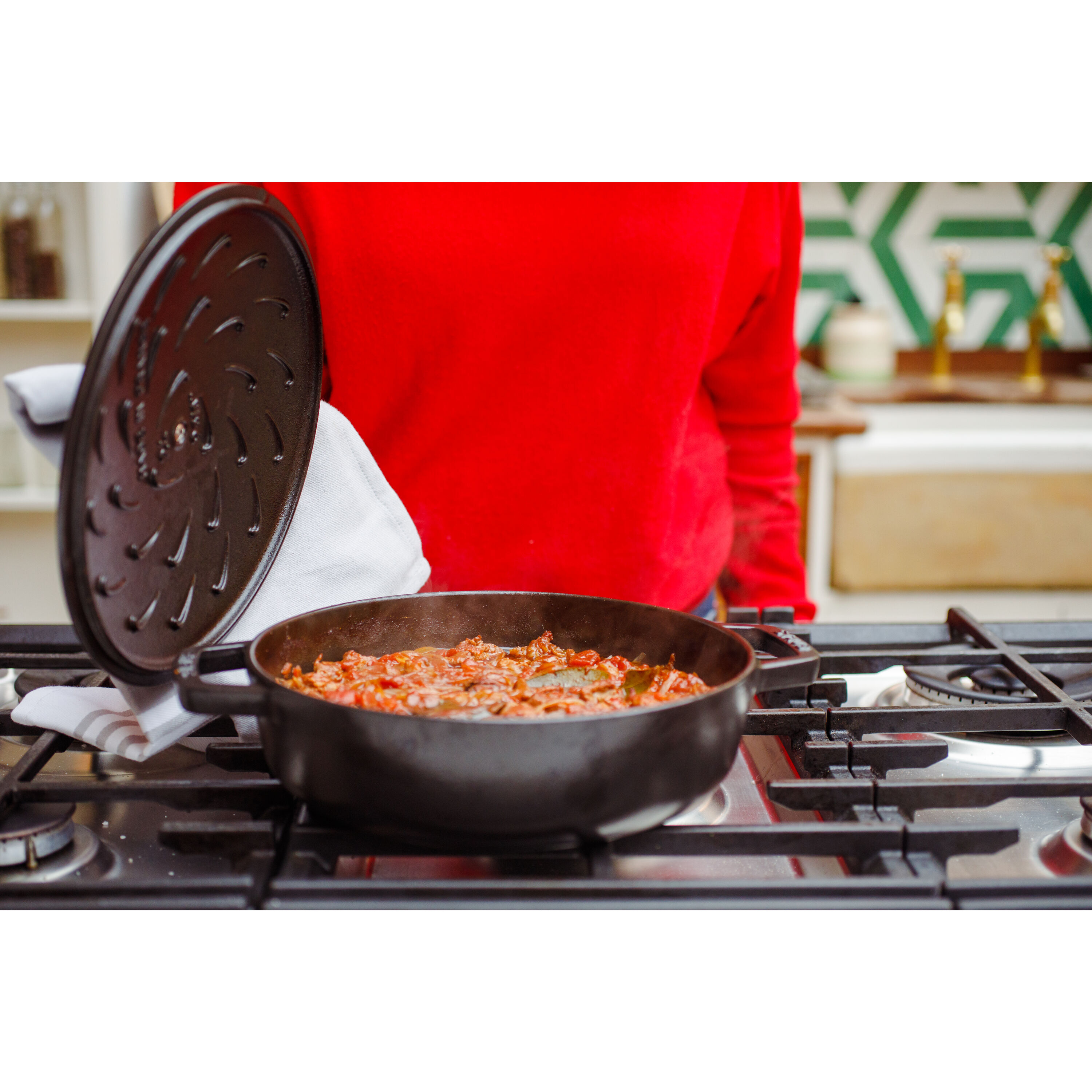 Staub        Braisers                Bräter mit Chistera Drop-Structure 24 cm, rund, Schwarz, Gusseisen