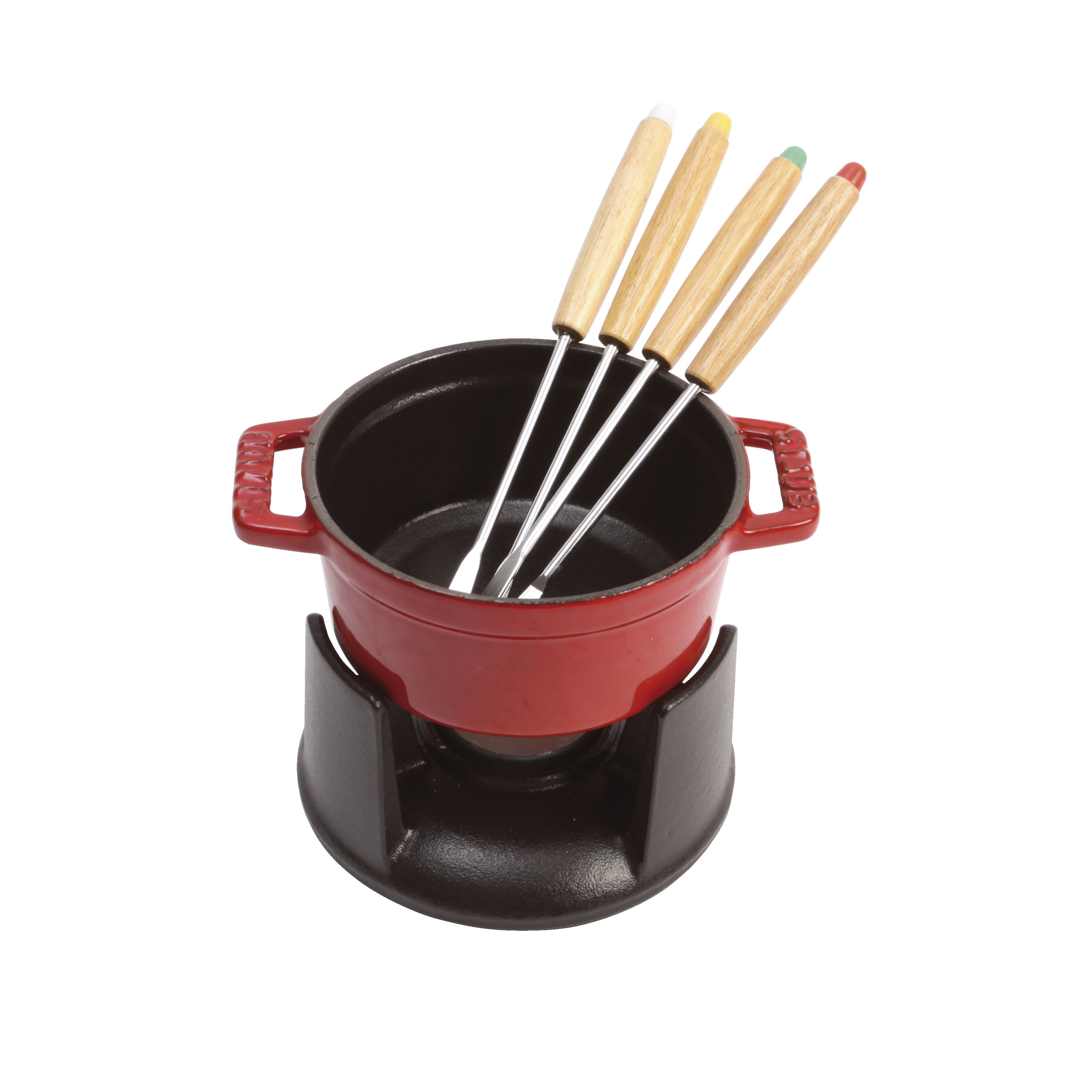 Staub        Specialities                Fondue Set 10 cm, rund, Kirsch-Rot, Gusseisen