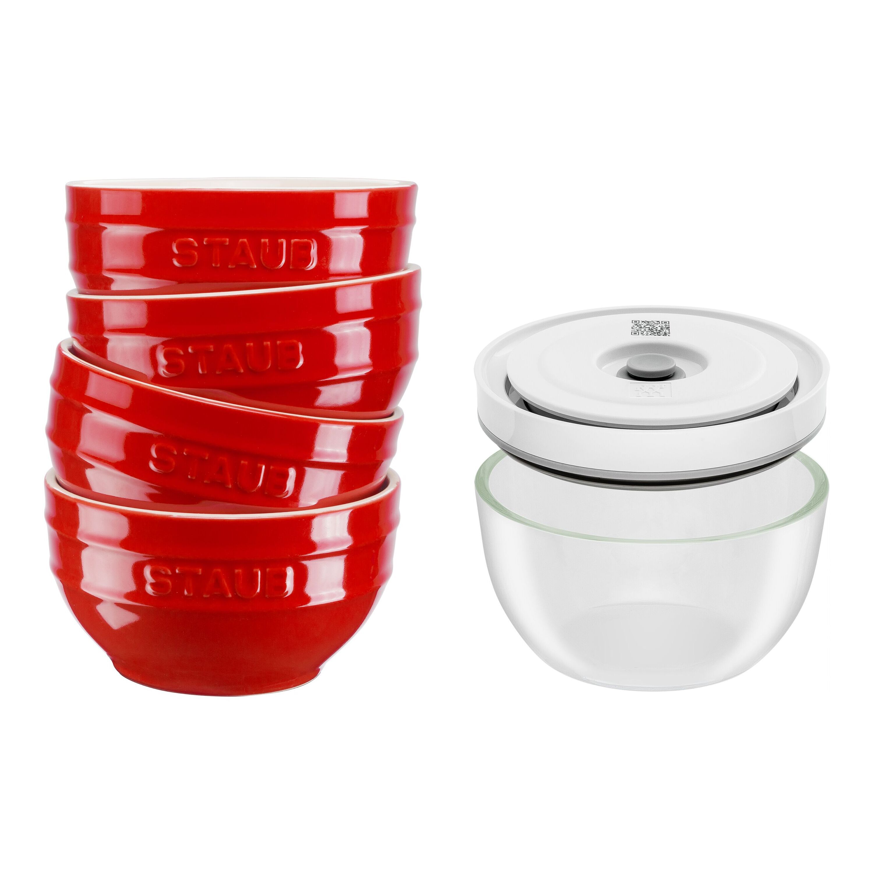 ZWILLING        Fresh & Save BOWLS                Schüssel Set mit Vakuumdeckel/5-tlg, 12cm/kirsch-rot