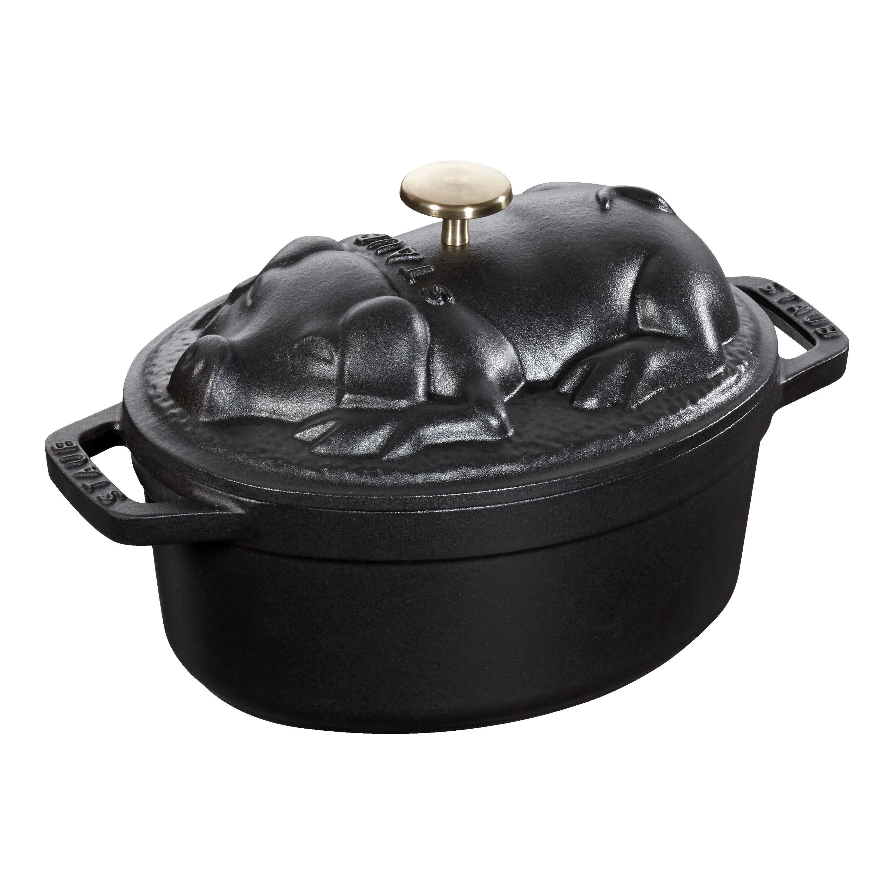 Staub        La Cocotte                Cocotte Schweinedeckel 17 cm, oval, Schwarz, Gusseisen