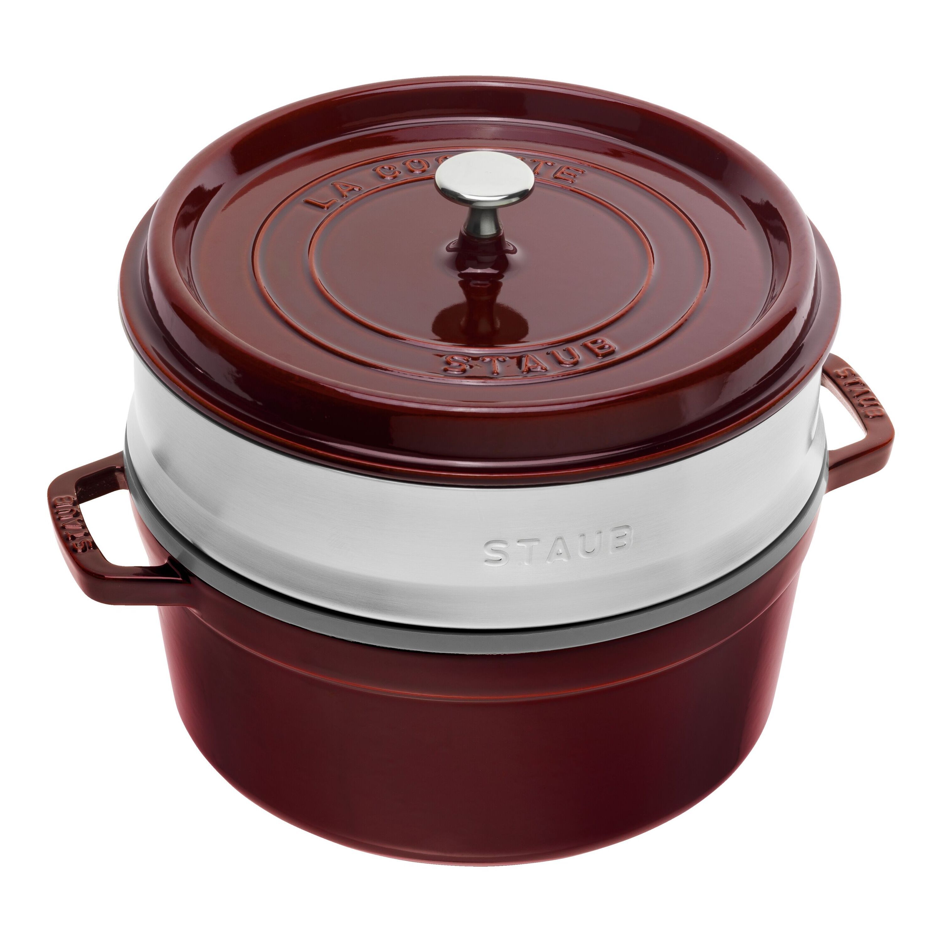 Staub        La Cocotte                Cocotte mit Dämpfeinsatz 26 cm, rund, Grenadine-Rot, Gusseisen