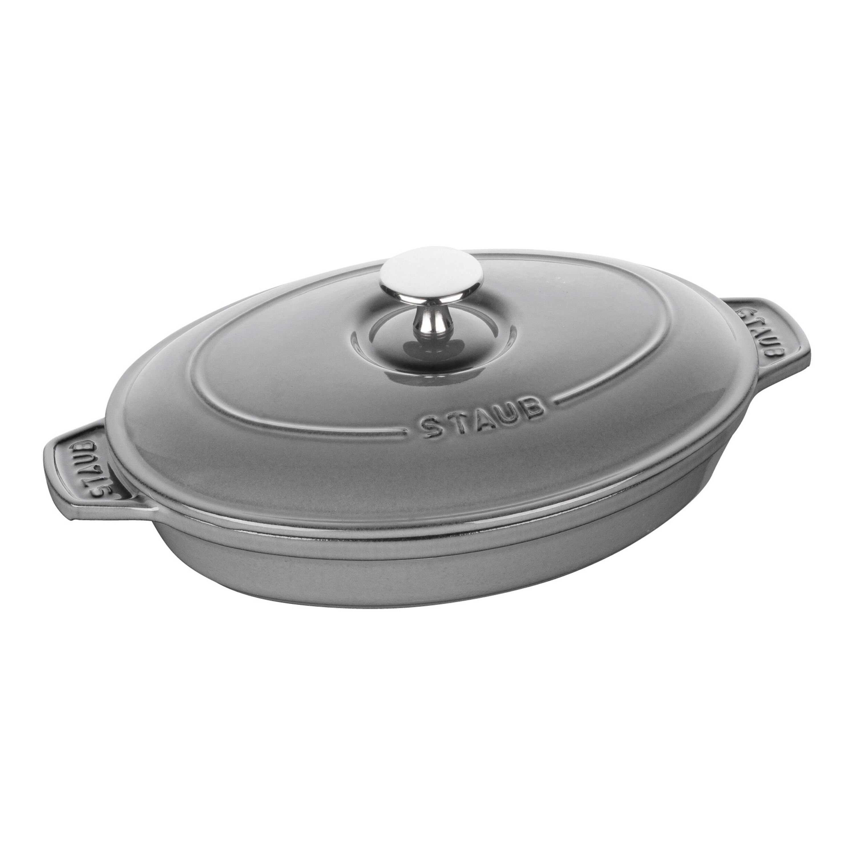 Staub        Specialities                Ofenform mit Deckel 23 cm, oval, Graphit-Grau, Gusseisen