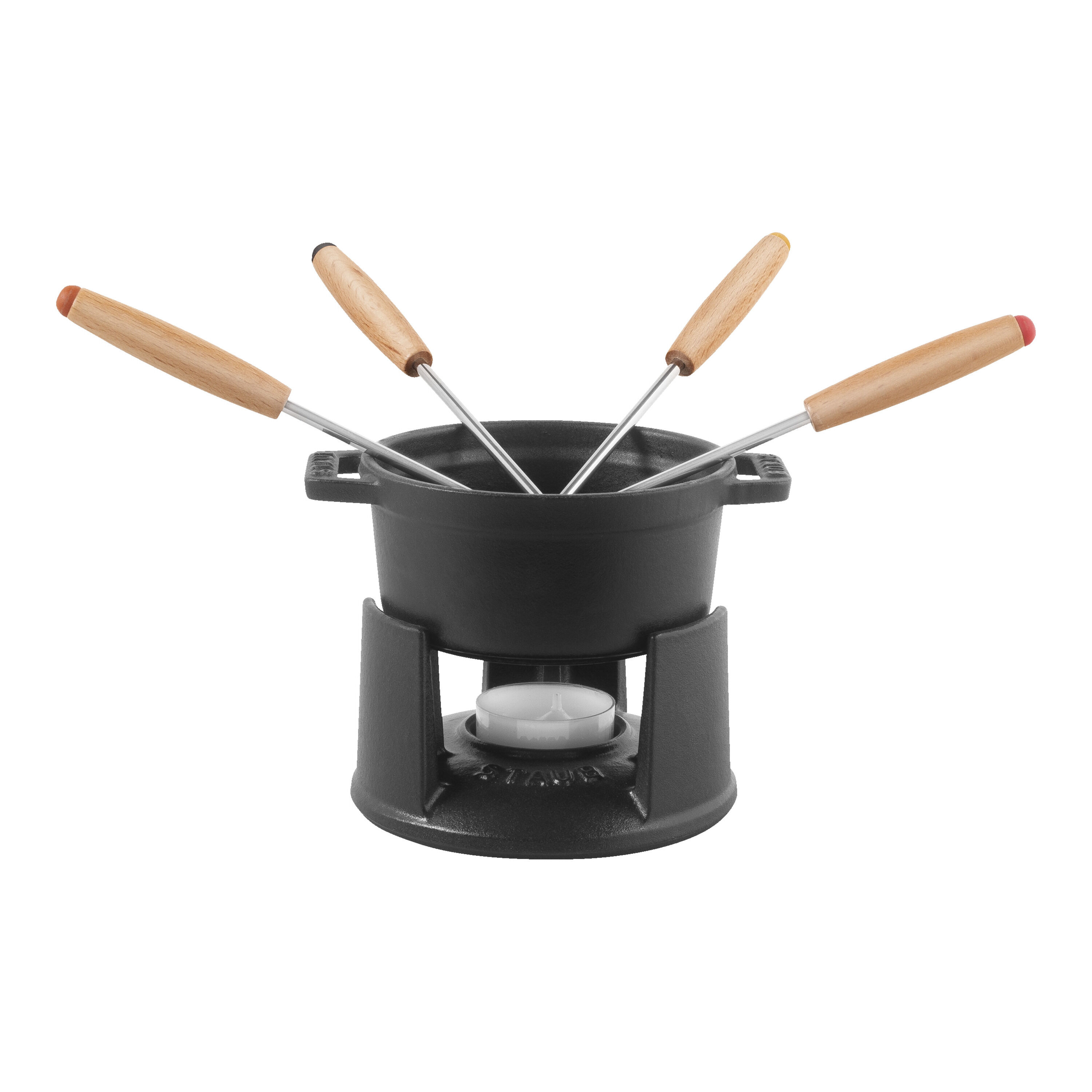 Staub        Specialities                Fondue Set 10 cm, rund, Schwarz, Gusseisen