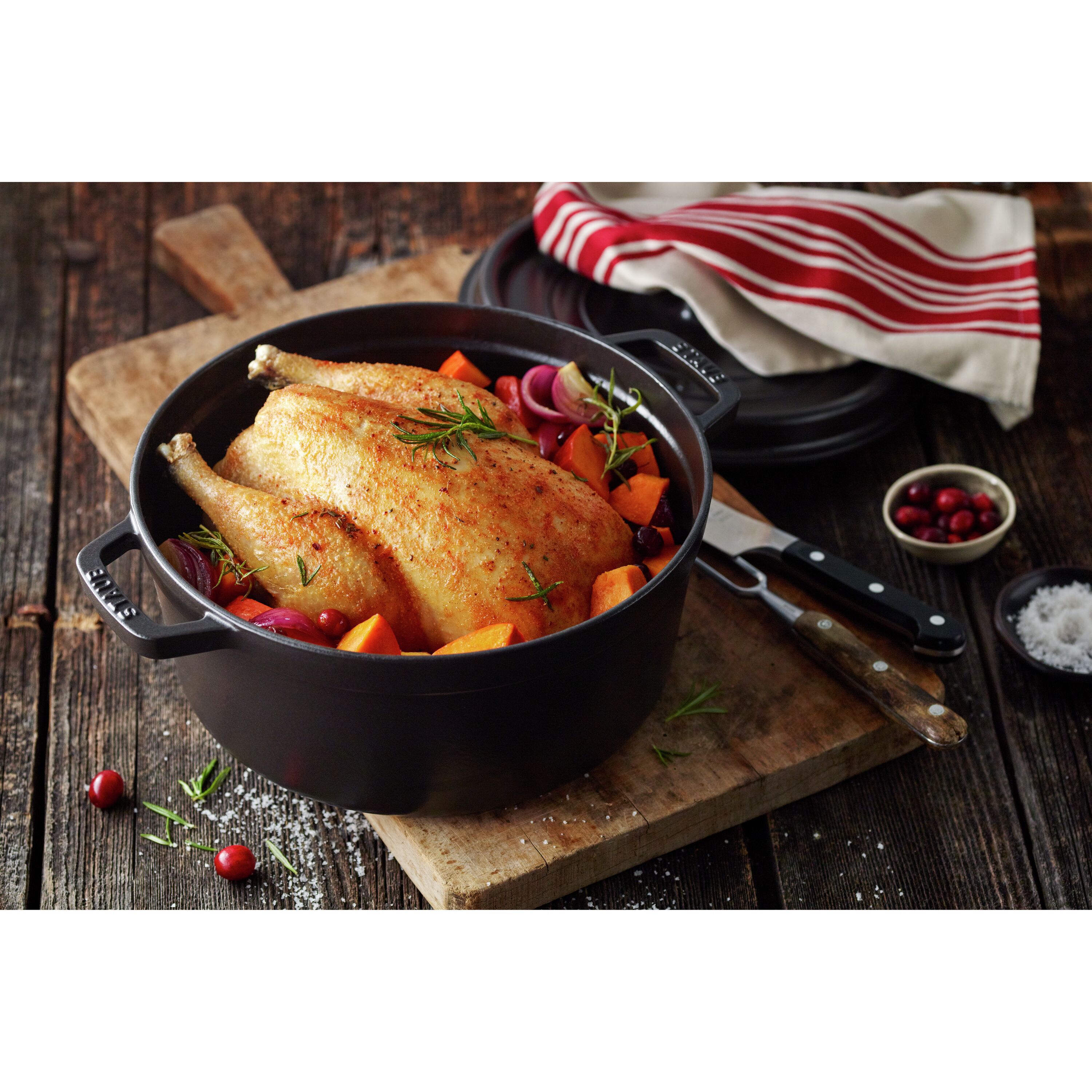Staub        La Cocotte                Cocotte 30 cm, rund, Schwarz, Gusseisen
