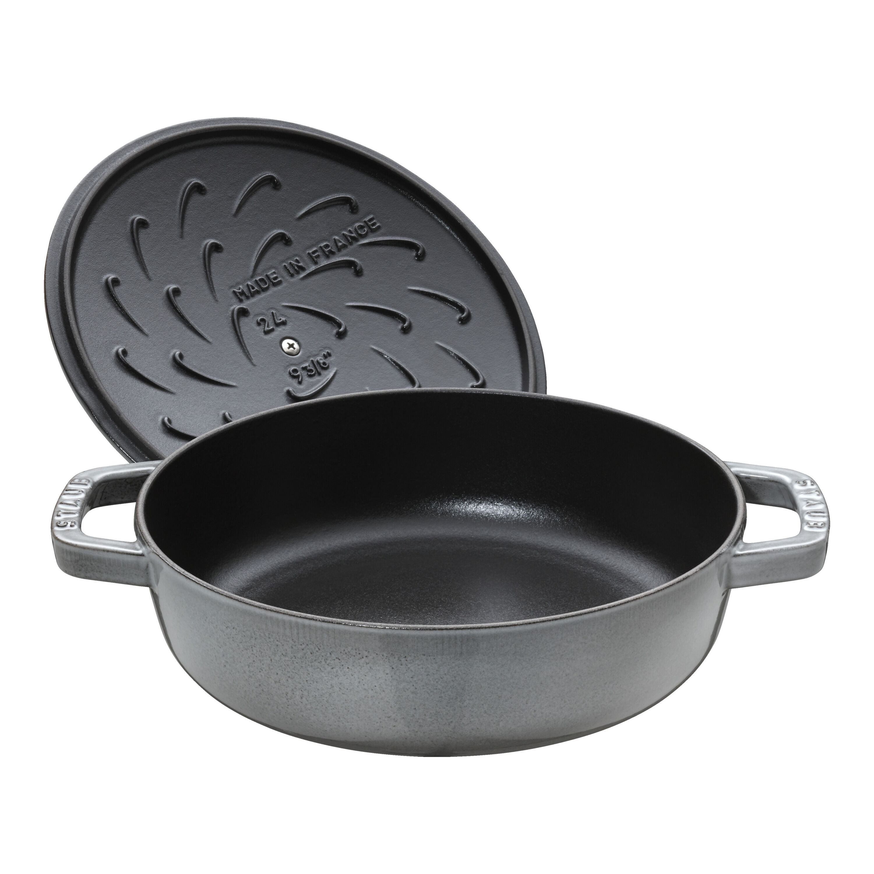Staub        Braisers                Bräter mit Chistera Drop-Structure 24 cm, rund, Graphit-Grau, Gusseisen