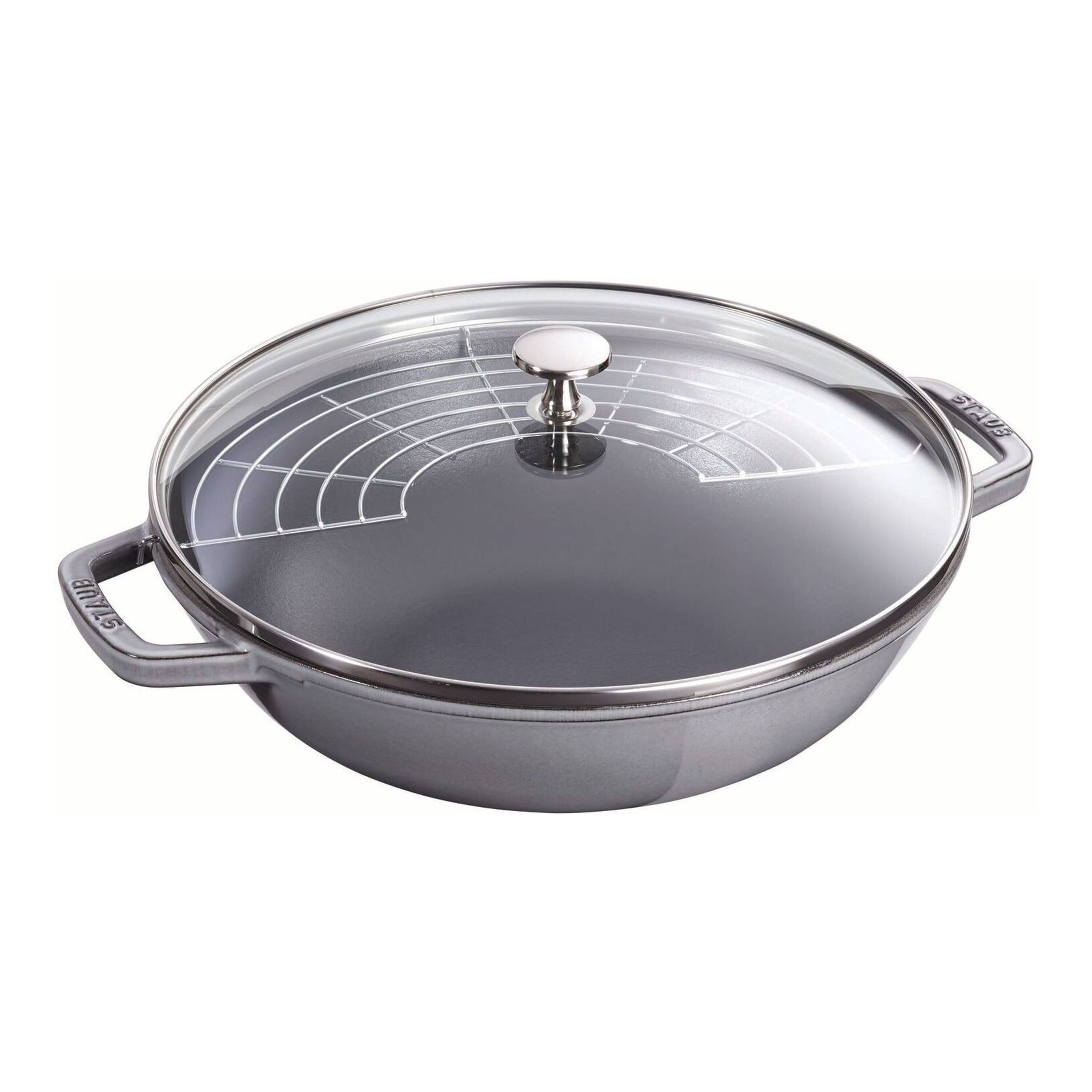 Staub        Specialities                Wok mit Glasdeckel 30 cm, rund, Graphit-Grau, Gusseisen