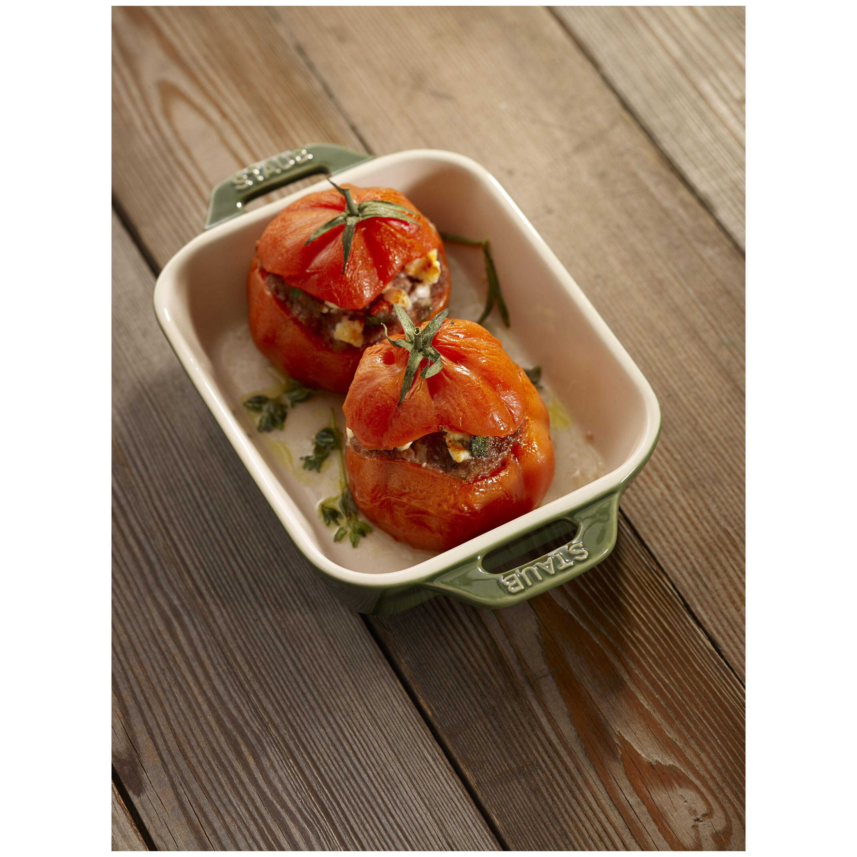 Staub        Ceramique                Auflaufform 14 x 11 cm, rechteckig, Basilikum-Grün, Keramik