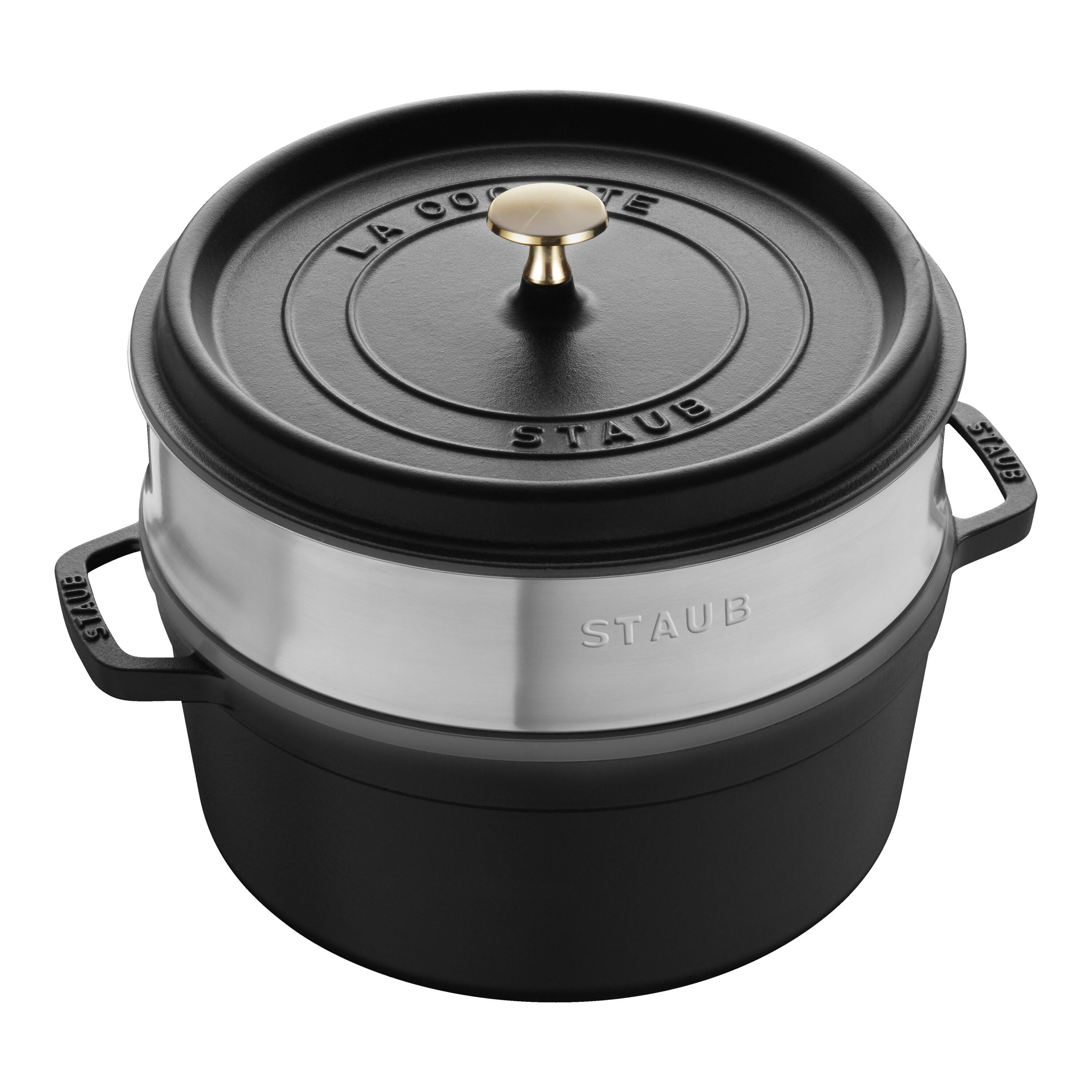 Staub        La Cocotte                Cocotte mit Dämpfeinsatz 26 cm, rund, Schwarz, Gusseisen