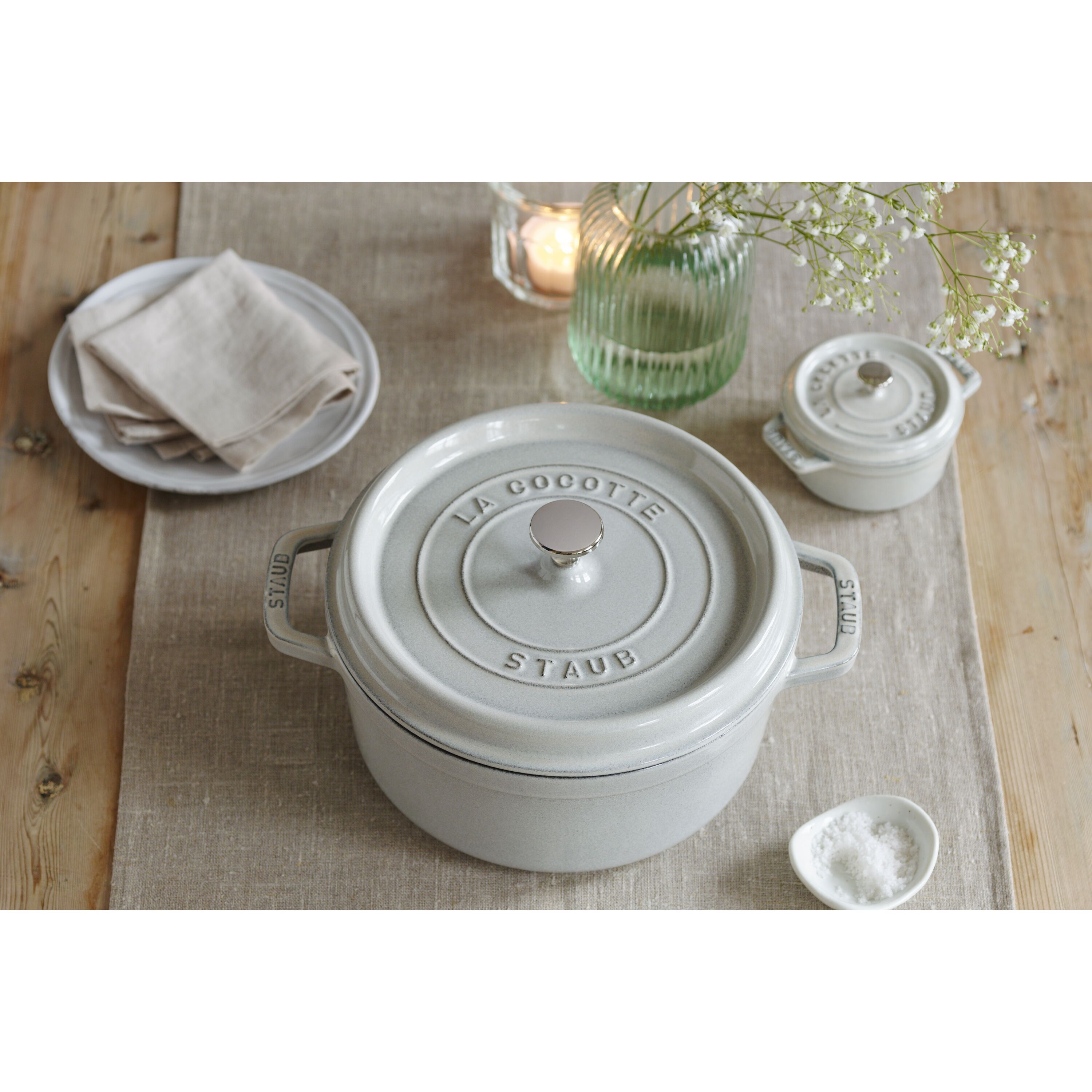 Staub        La Cocotte                Cocotte 20 cm, rund, Weisser Trüffel, Gusseisen