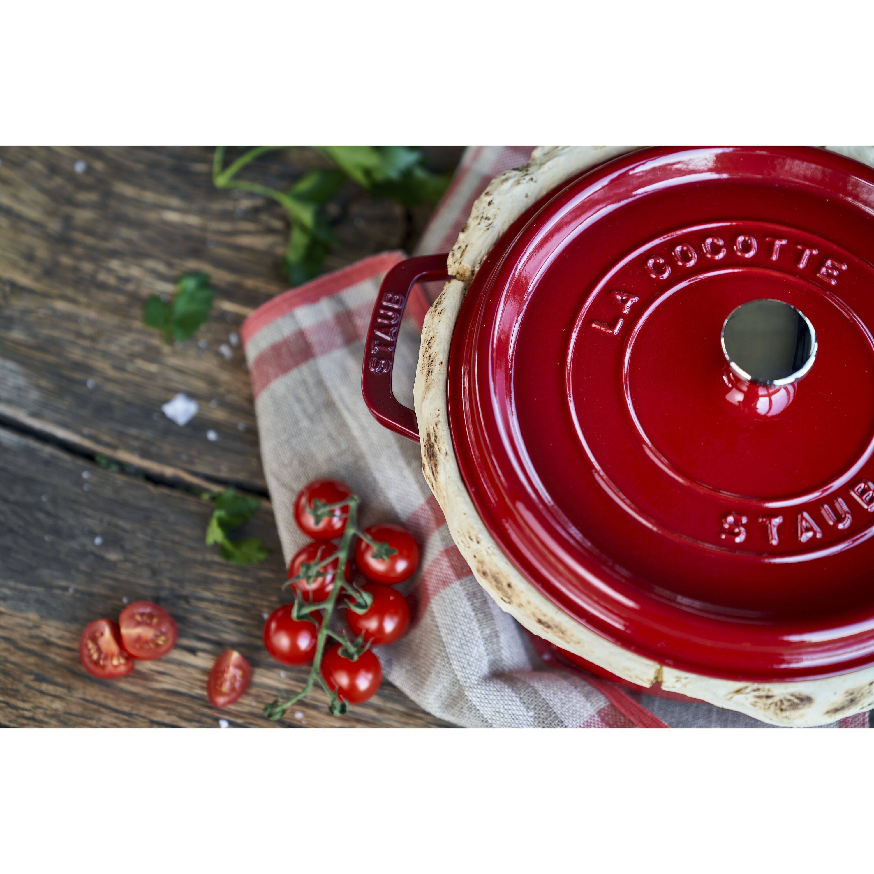 Staub        La Cocotte                Cocotte 24 cm, rund, Kirsch-Rot, Gusseisen