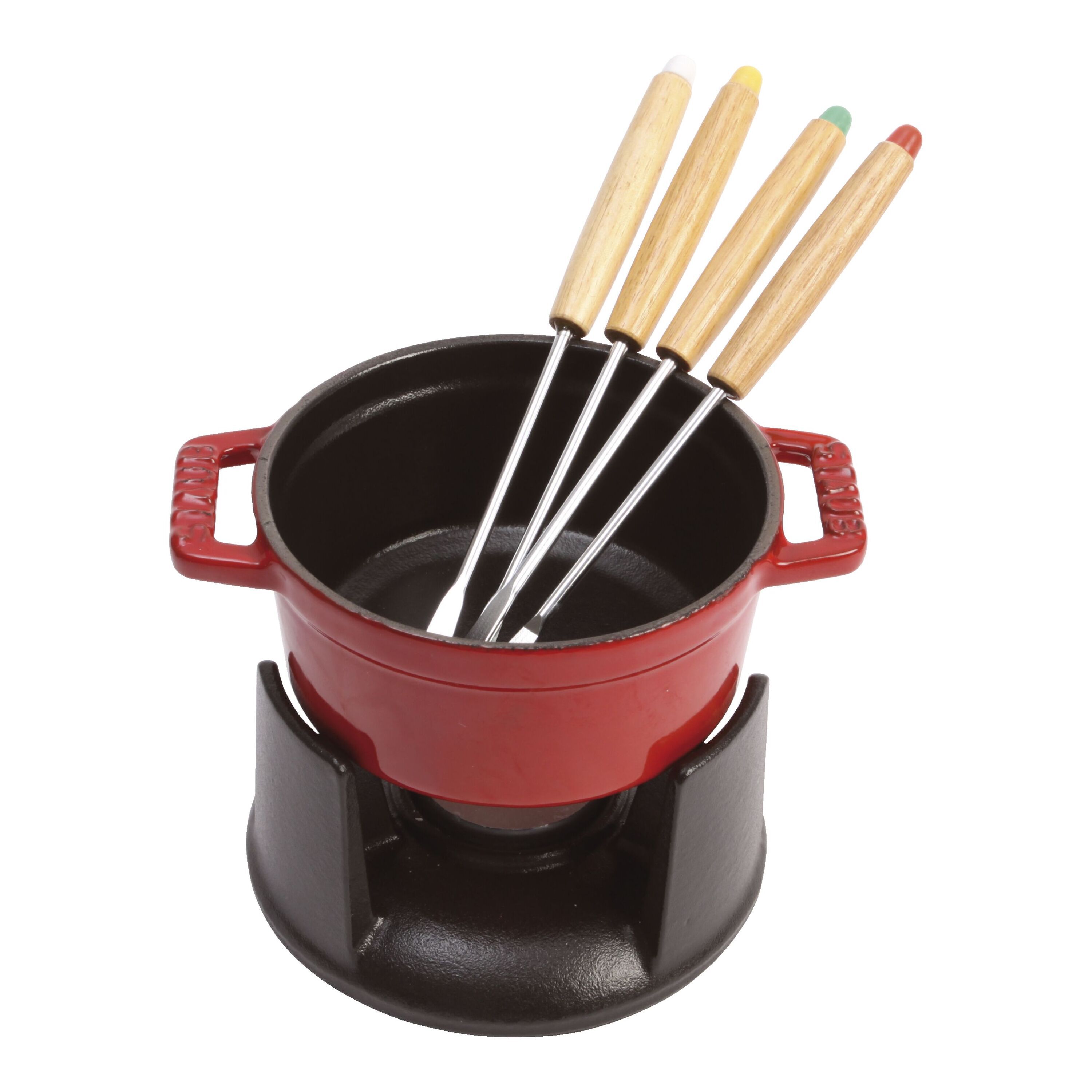 Staub        Specialities                Fondue Set 10 cm, rund, Kirsch-Rot, Gusseisen