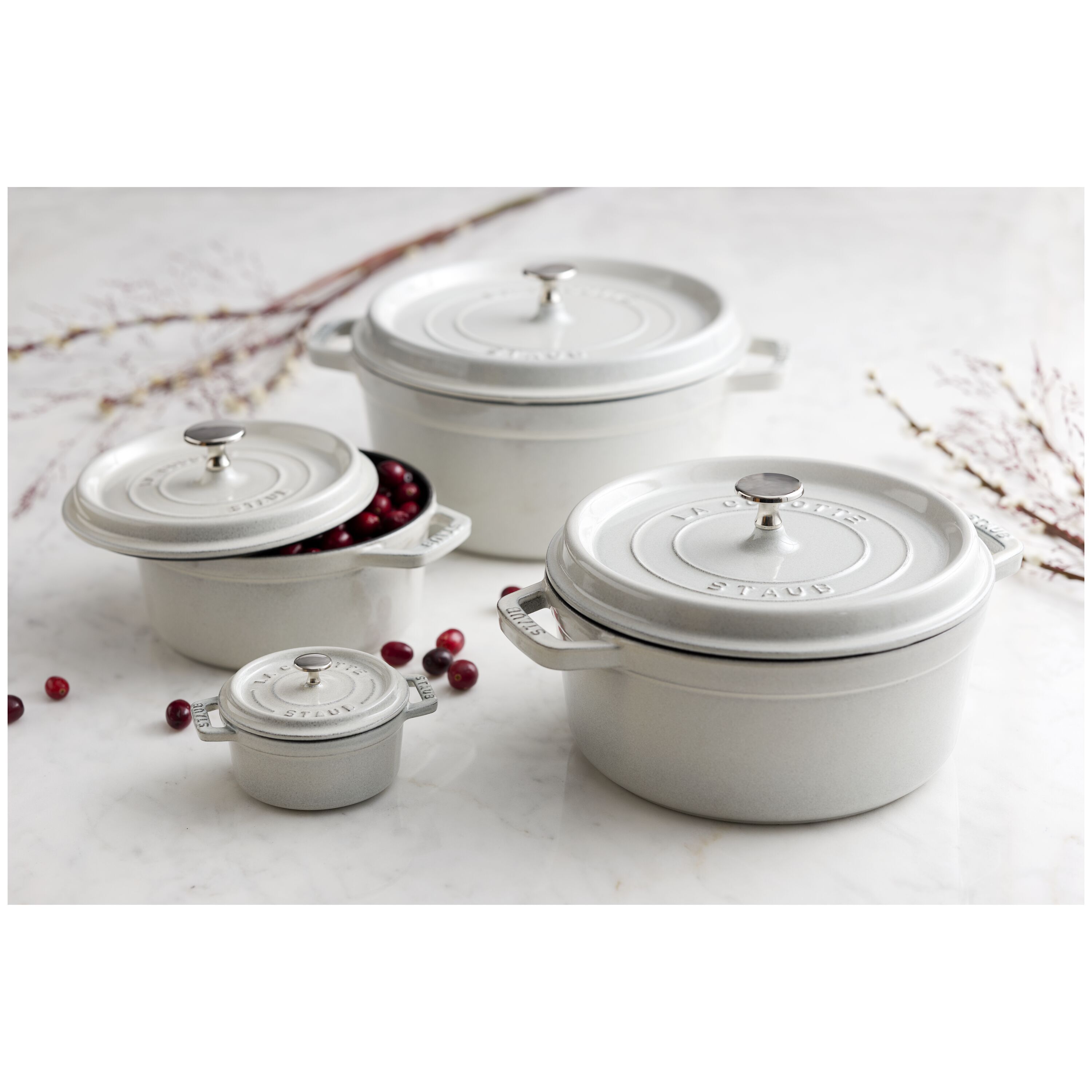 Staub        La Cocotte                Cocotte 24 cm, rund, Weisser Trüffel, Gusseisen