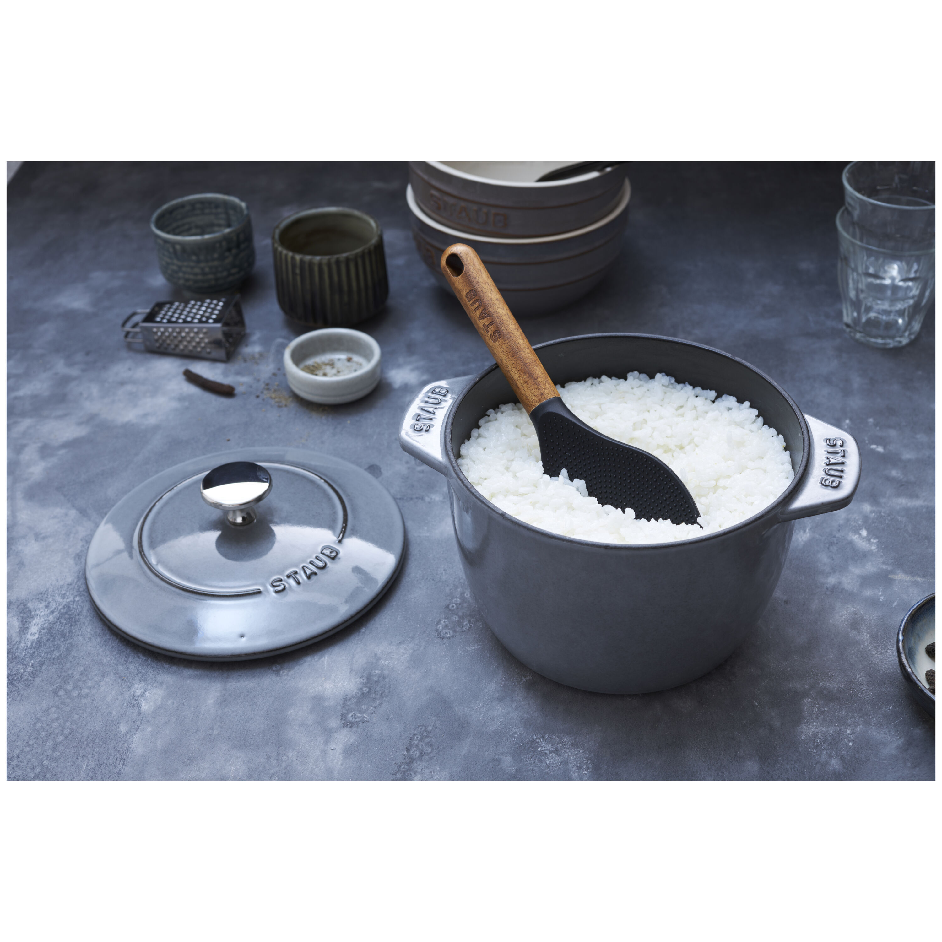 Staub        La Cocotte                Reis-Cocotte 16 cm, rund, Graphit-Grau, Gusseisen