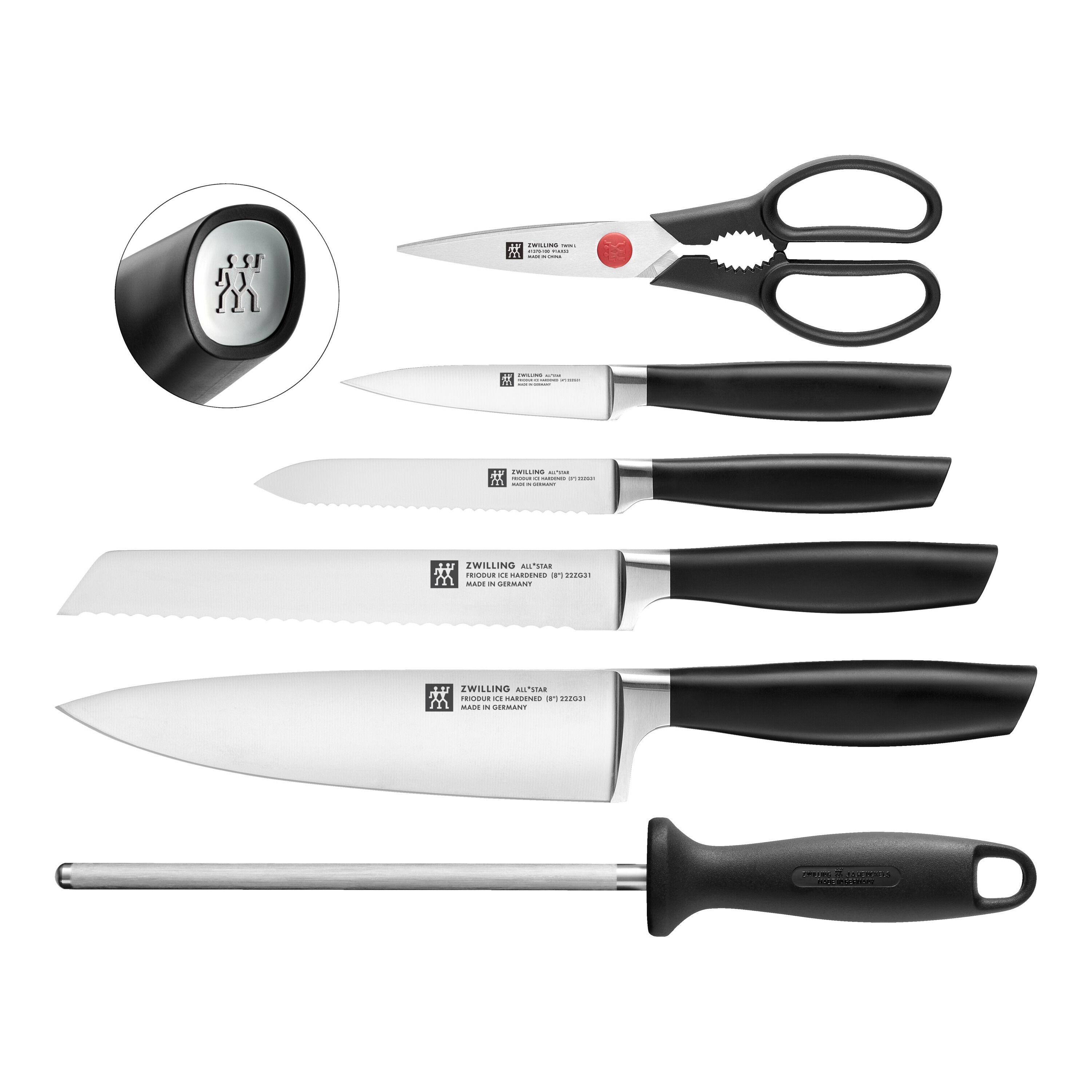 ZWILLING        All * Star                7-tlg, Messerblockset, Silber, Schwarz