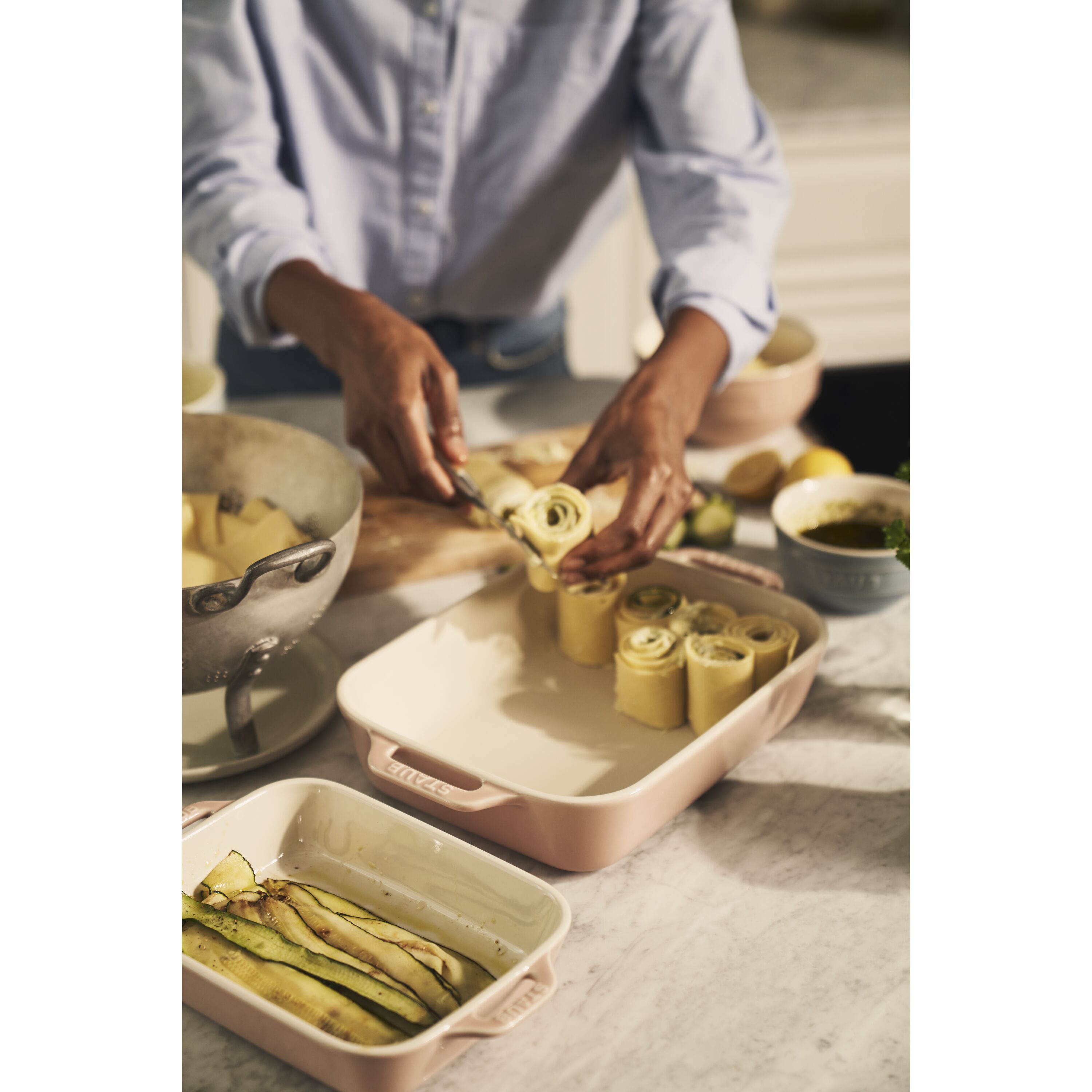 Staub        Ceramique                Ofenformenset 2-tlg, rechteckig, Hellrosa, Keramik