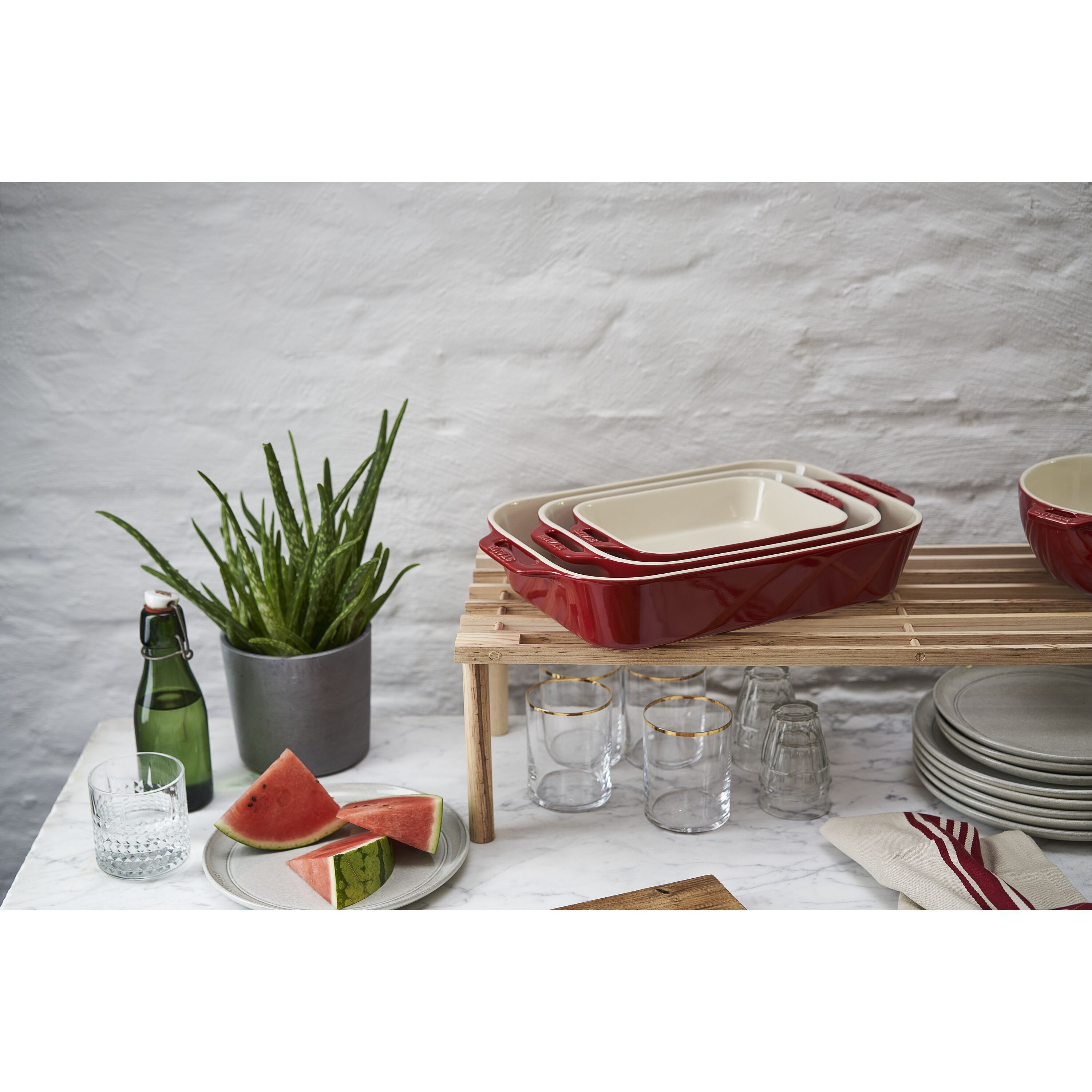 Staub        Ceramique                Ofenformenset 3-tlg, rechteckig, Kirsch-Rot, Keramik