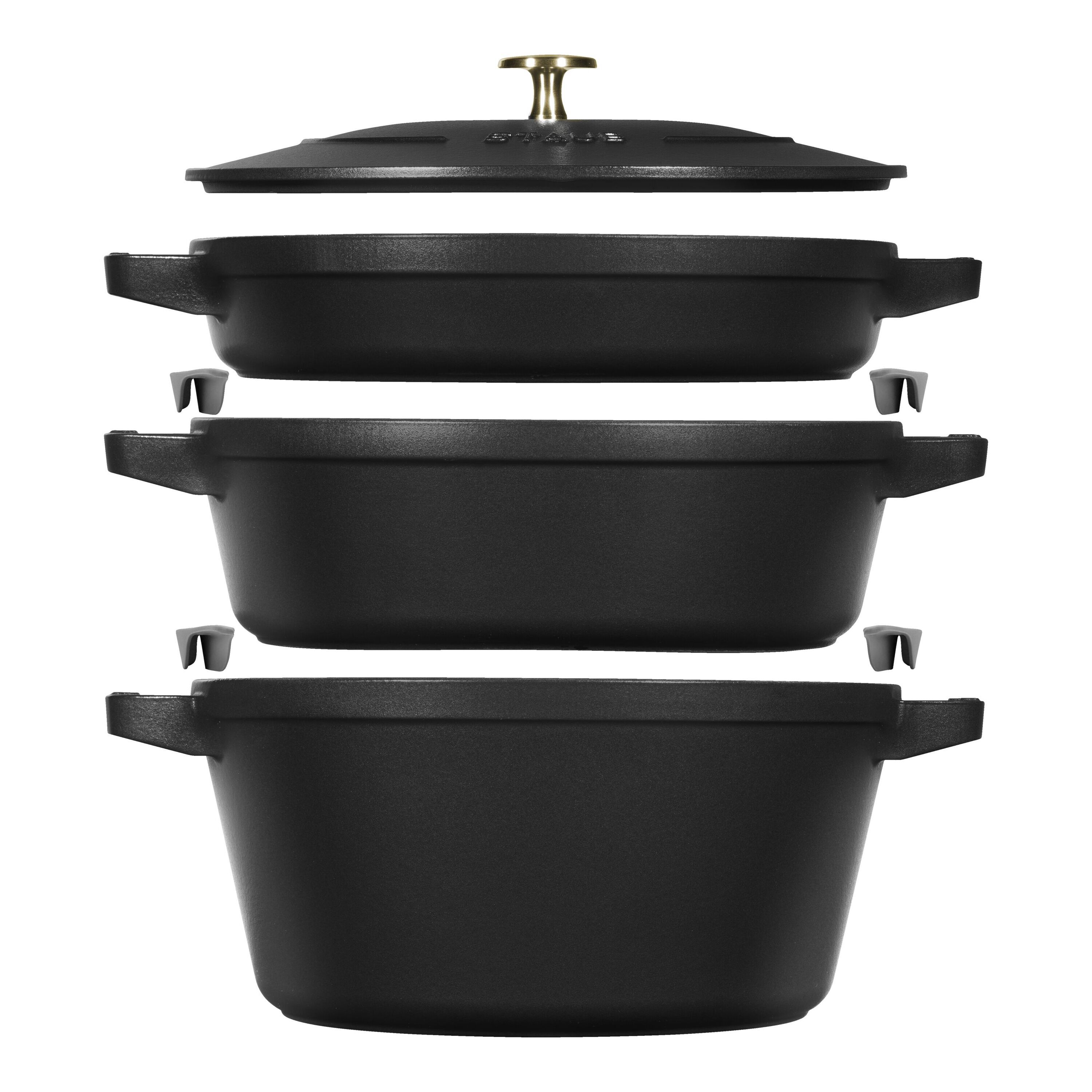 Staub        Stackable Set                Kochtopfset 3-tlg, rund, Schwarz, Gusseisen