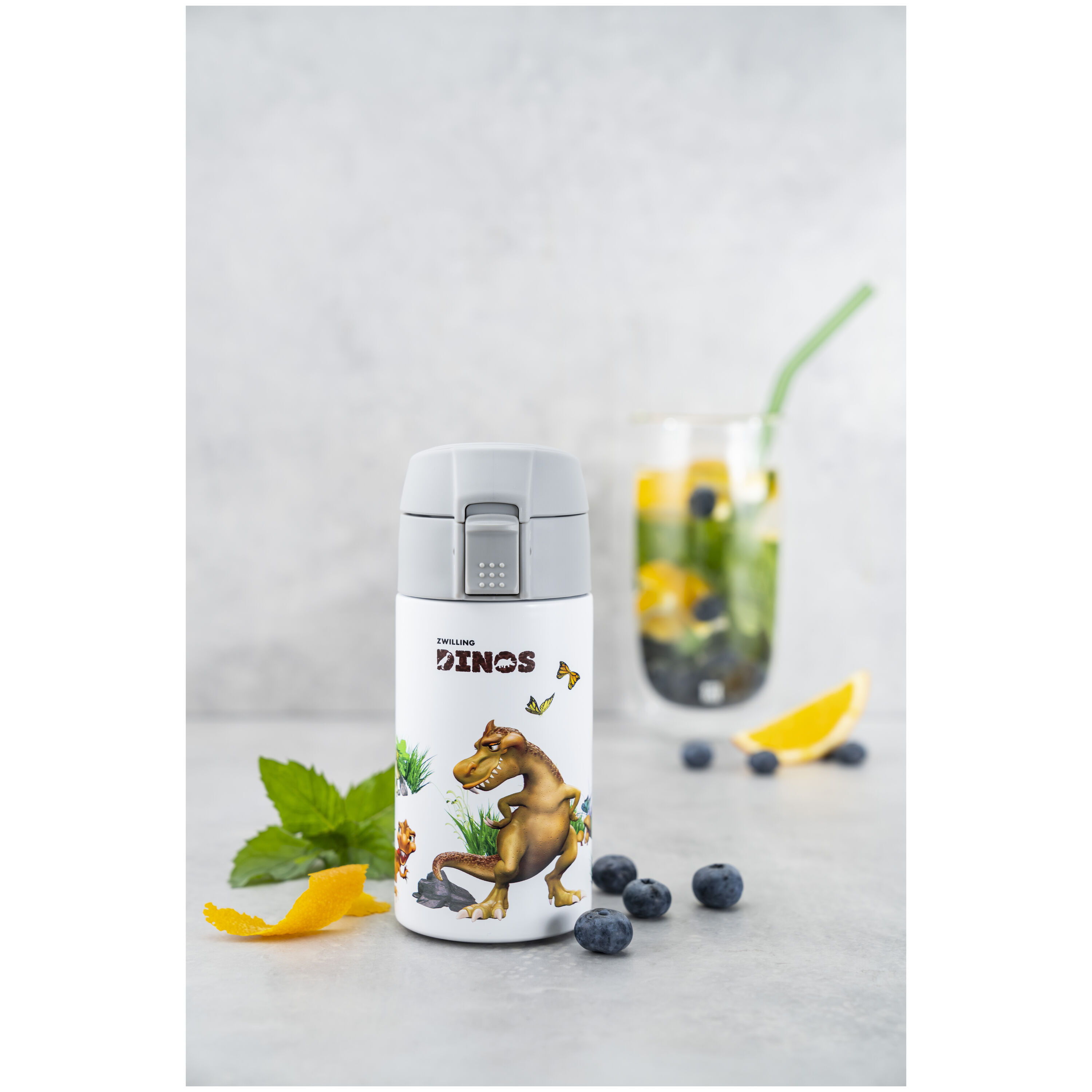 ZWILLING        Bottle                Trinkflasche DINOS, 350 ml, Edelstahl, Weiß-grau