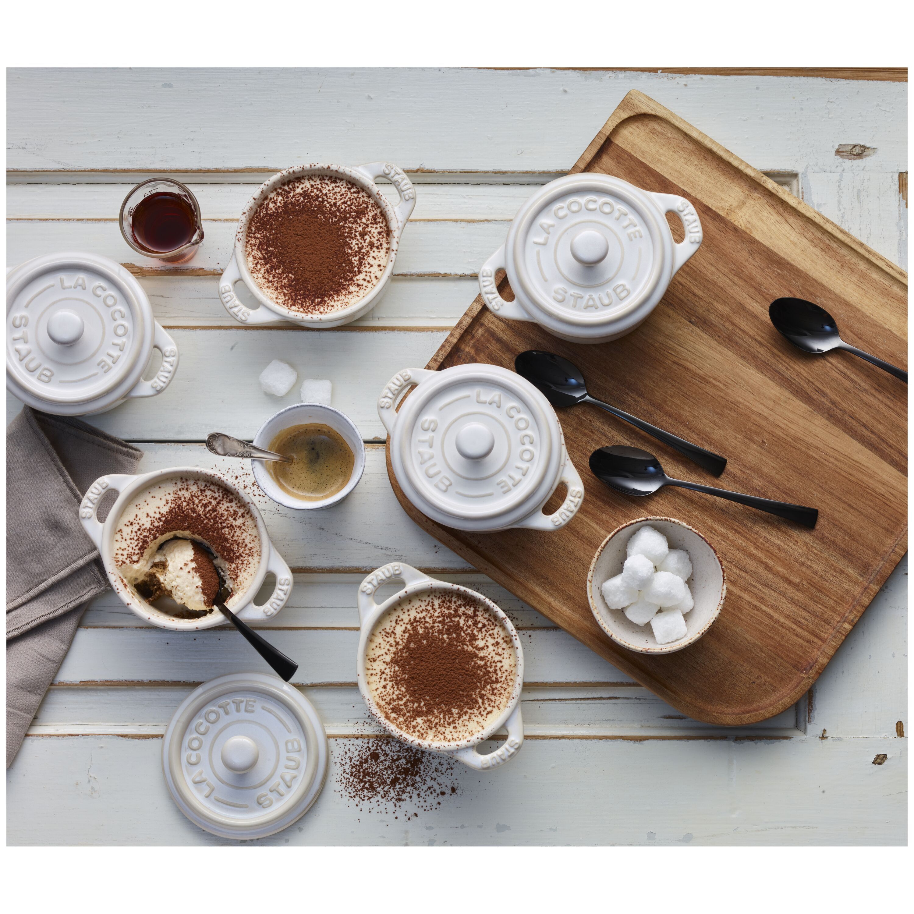 Staub        Ceramique                Cocotte Set 4-tlg, rund, Elfenbein-Weiß, Keramik