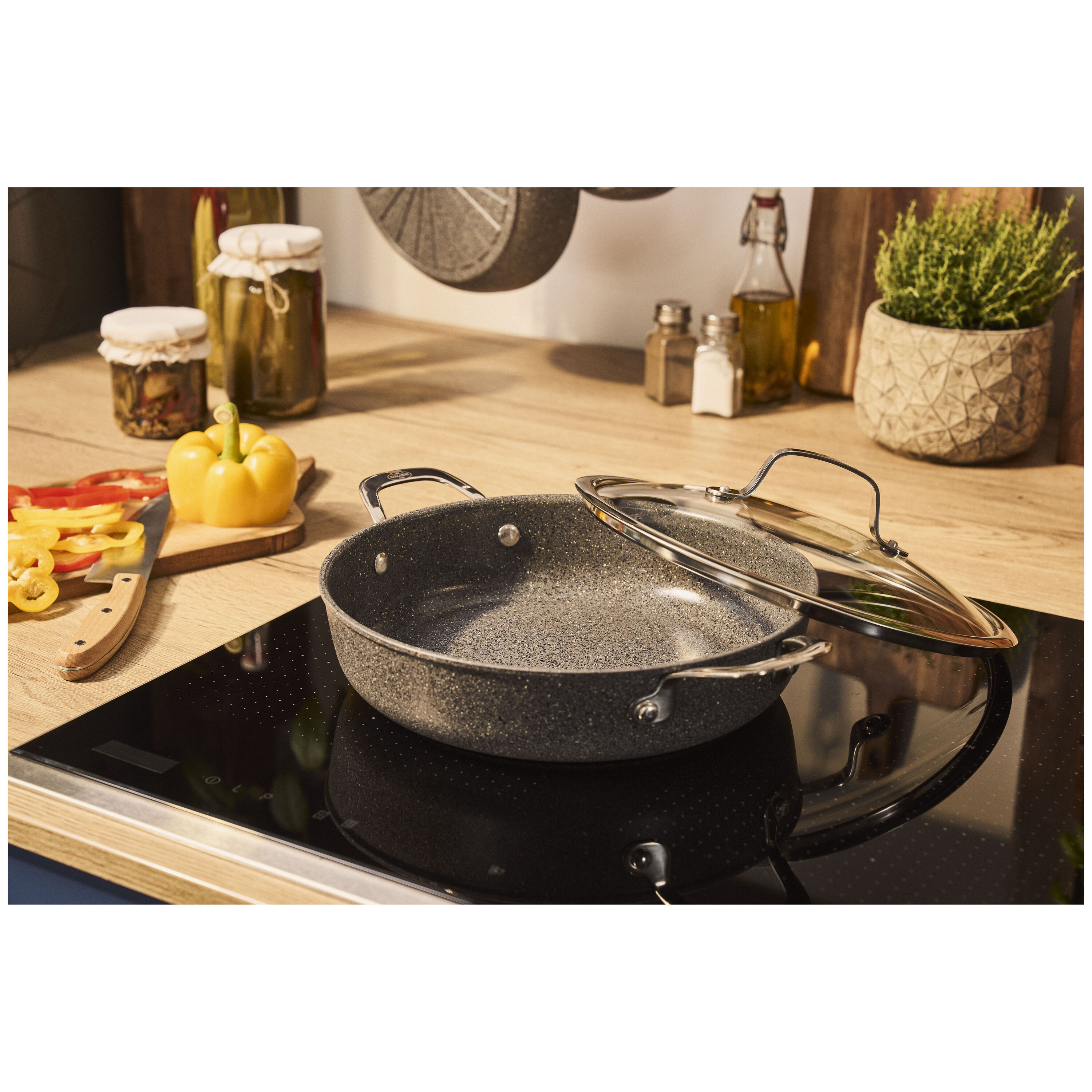 BALLARINI        Salina                Servierpfanne mit Deckel, 28 cm, Aluminium, Titanverstärkte keramische Antihaftbeschichtung