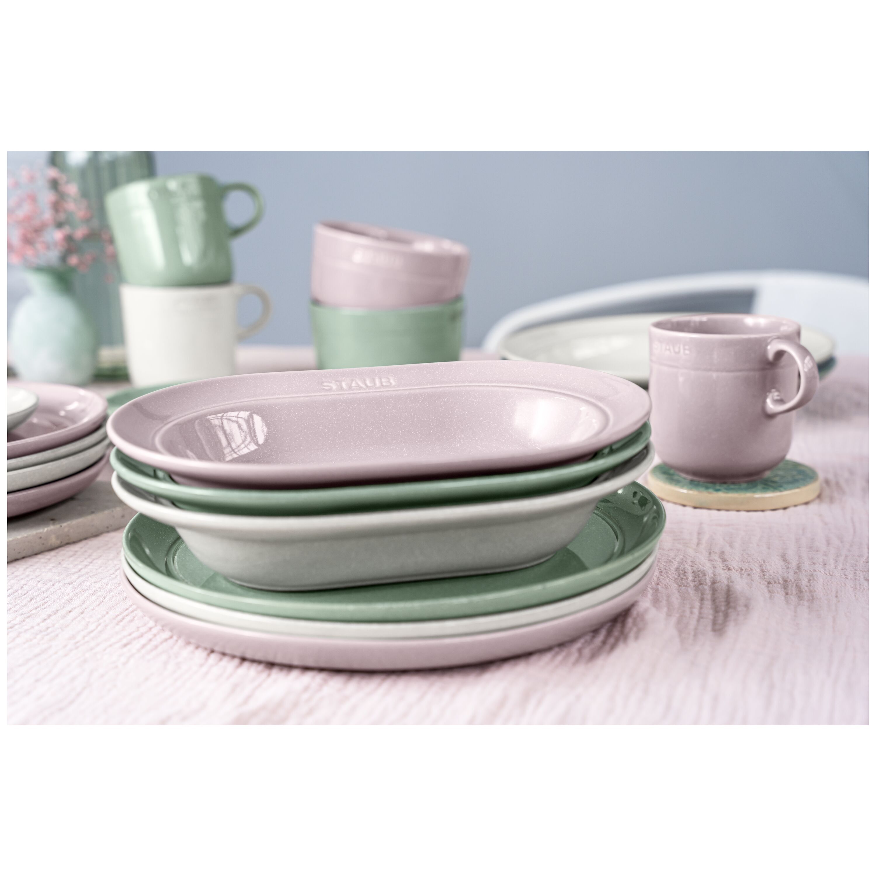 Staub        Dining Line                Teller 25 cm, oval, Kirschblüte, Keramik