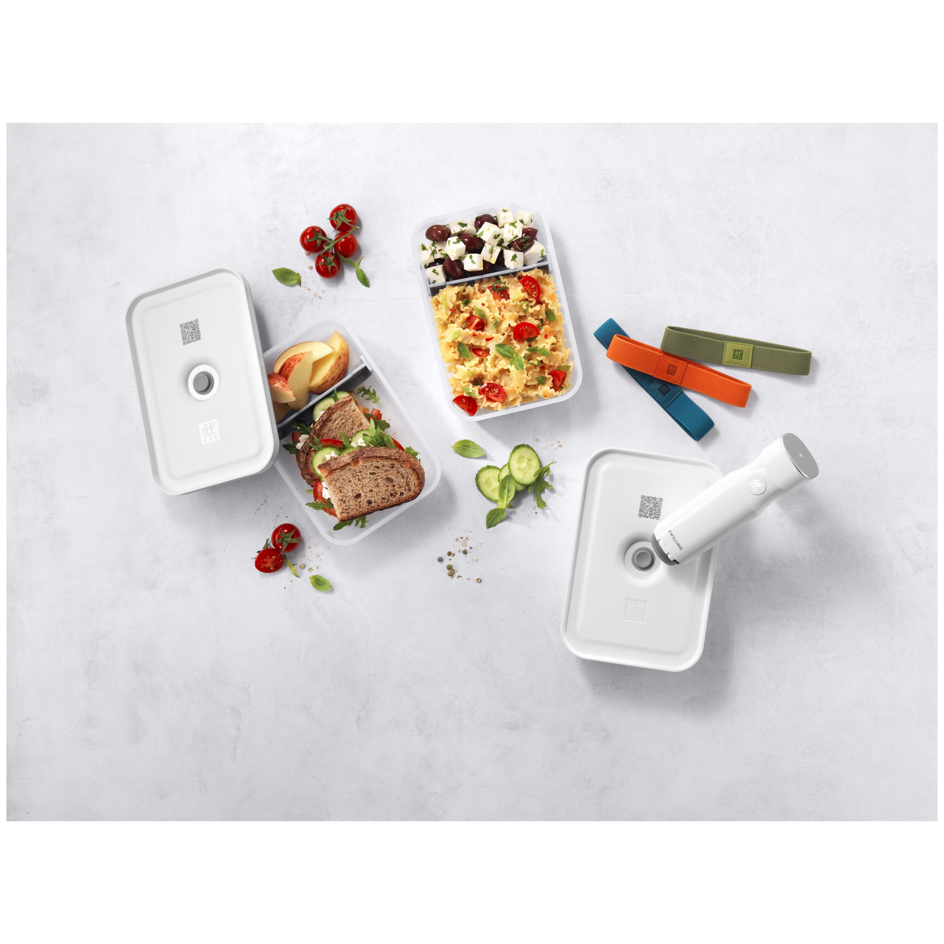 ZWILLING        Fresh & Save                Vakuum Lunchbox Set, L flach / 6-tlg, Kunststoff, Semitransparent-Grau