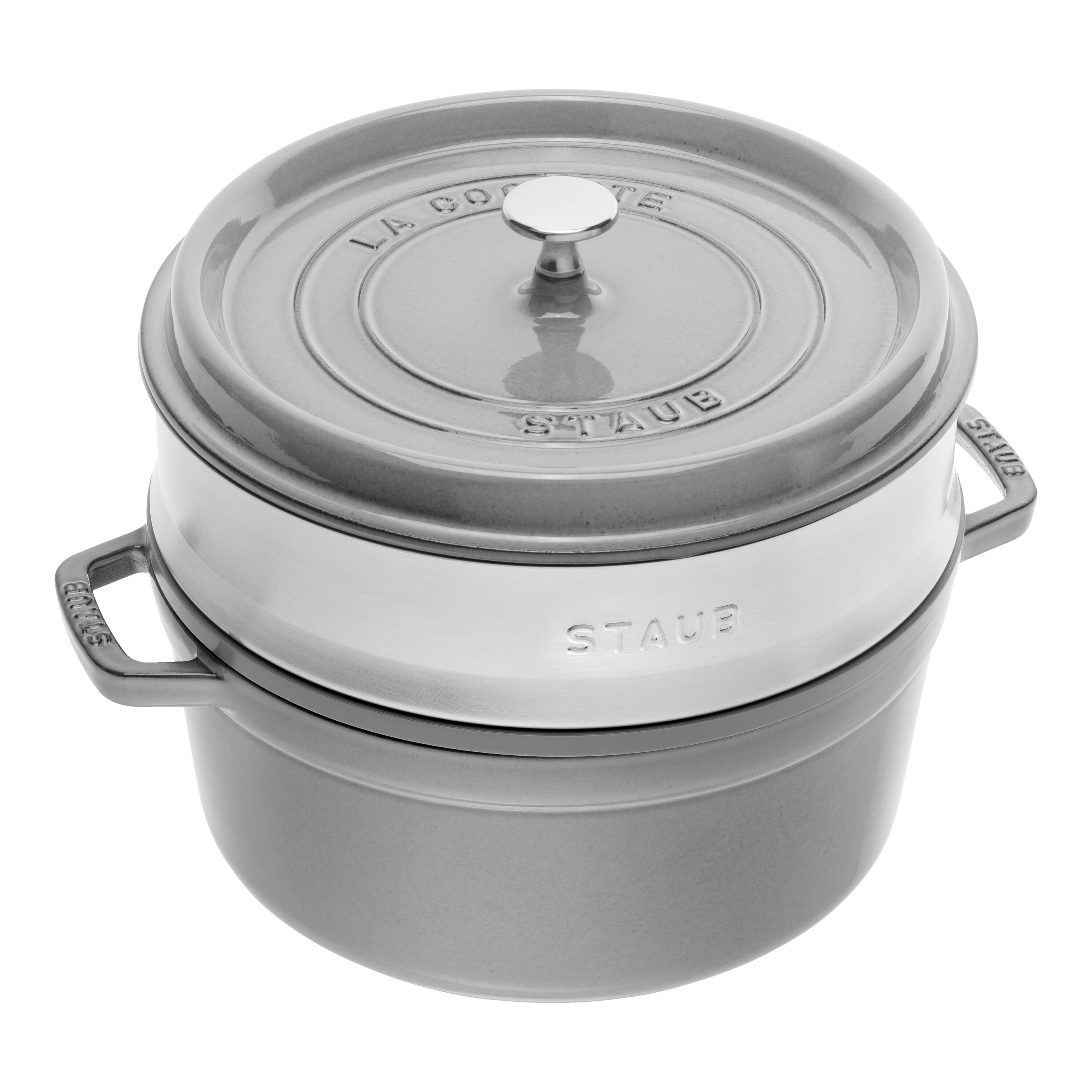 Staub        La Cocotte                Cocotte mit Dämpfeinsatz 26 cm, rund, Graphit-Grau, Gusseisen