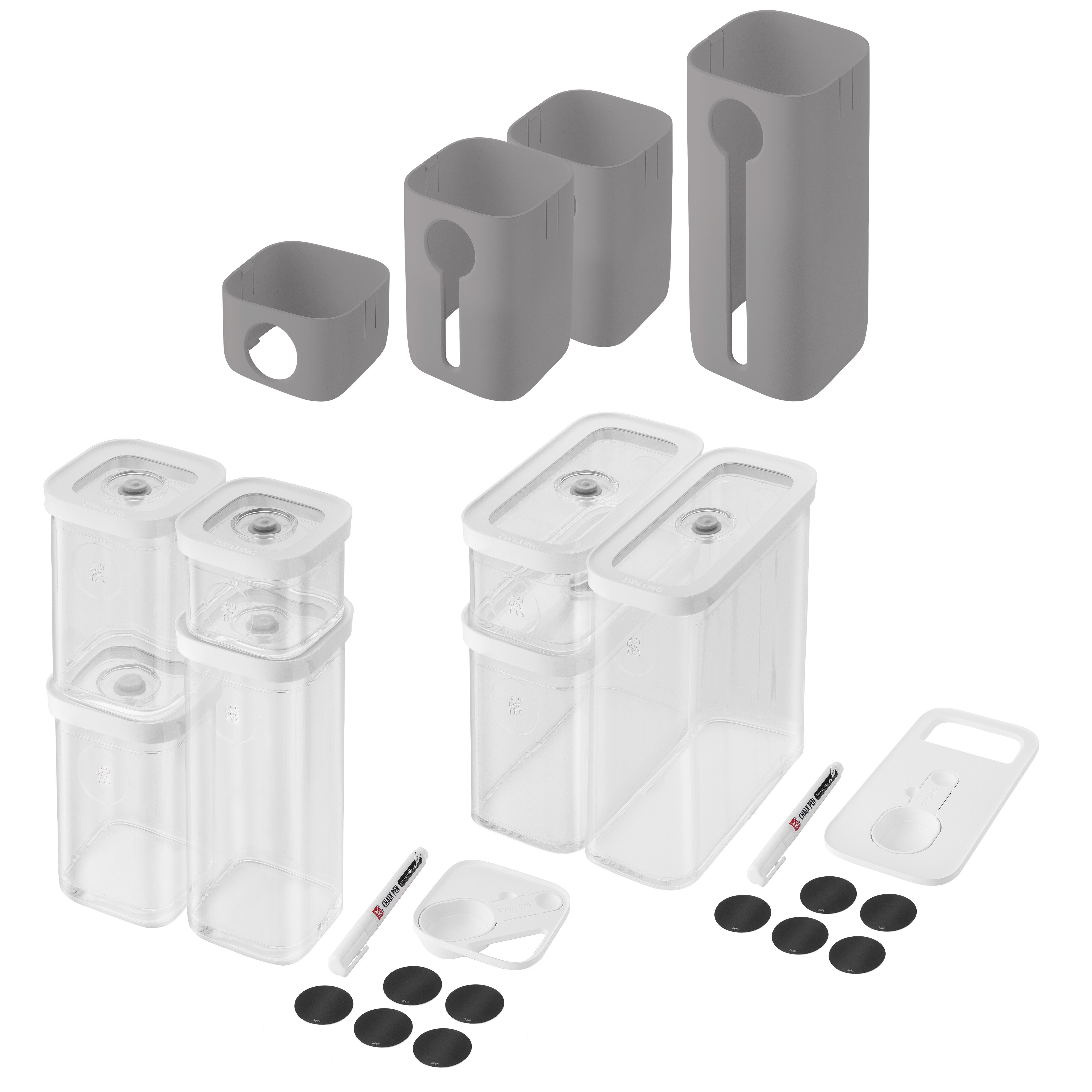 ZWILLING        Fresh & Save                Cube Set S & M Boxen, transparent weiß + Cover Grau / 15- TLG.