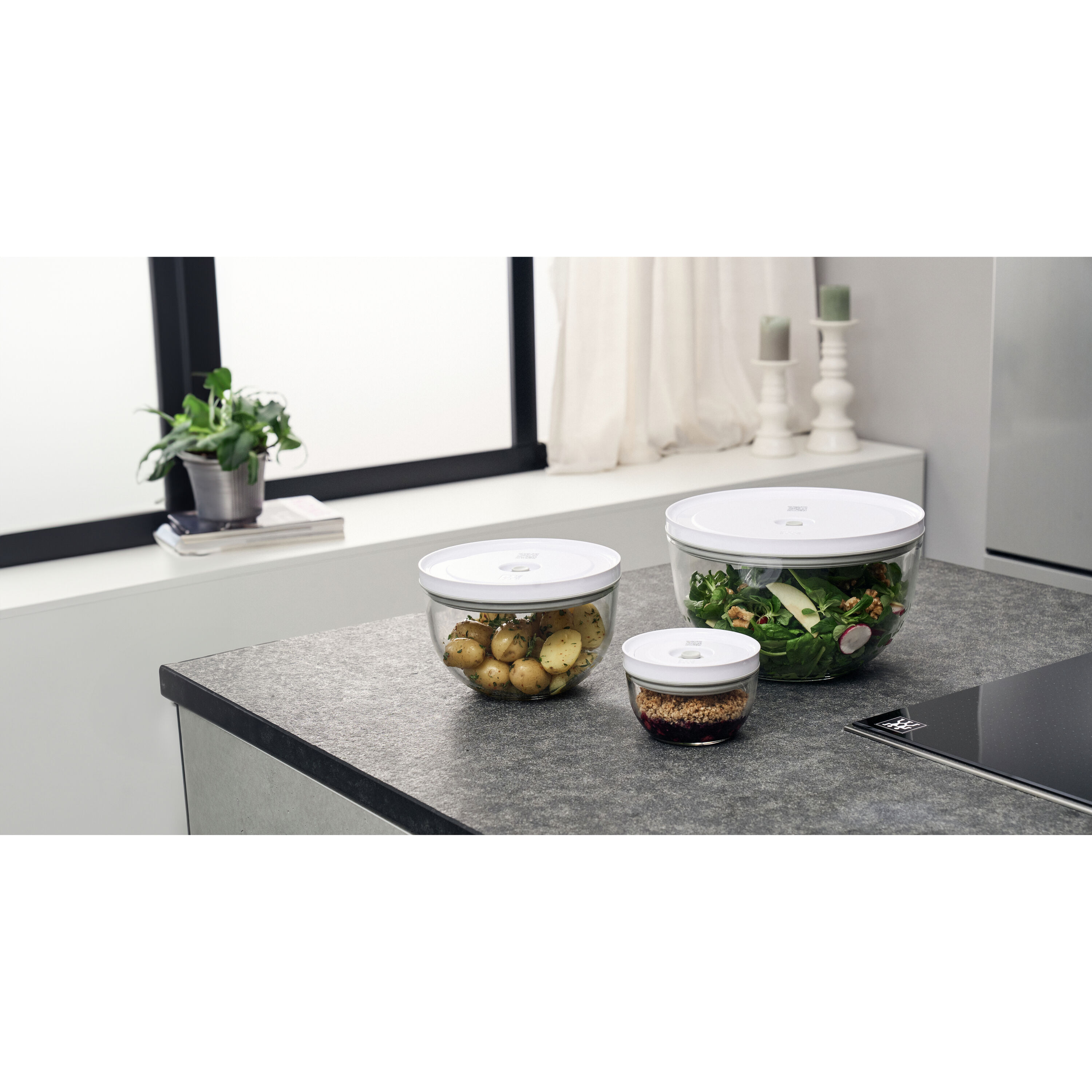 ZWILLING        Fresh & Save BOWLS                Vakuumschüssel Set S/M/L / 6-tlg, Glas, Transparent-Weiß