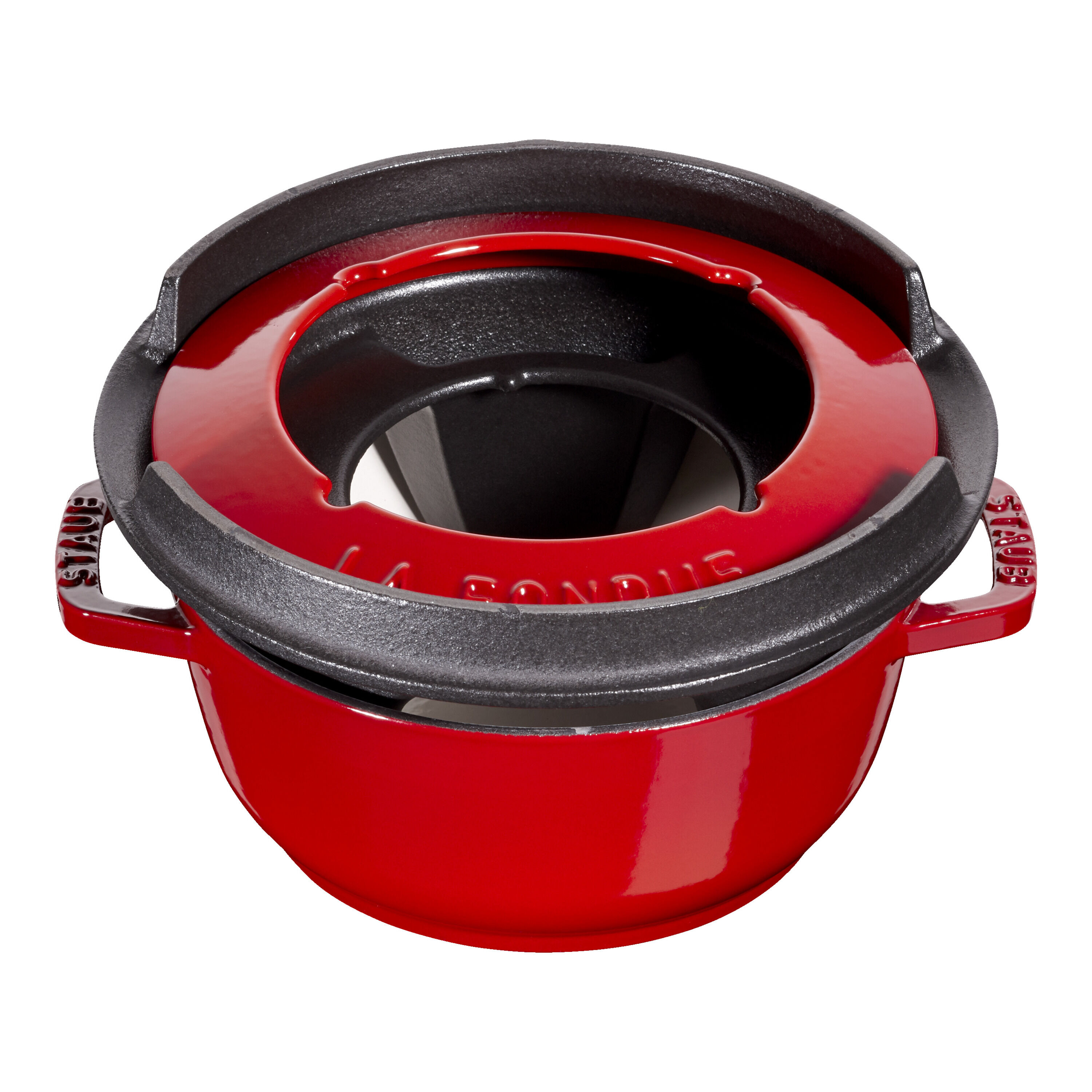 Staub        Specialities                Fondue Set 16 cm, rund, Kirsch-Rot, Gusseisen
