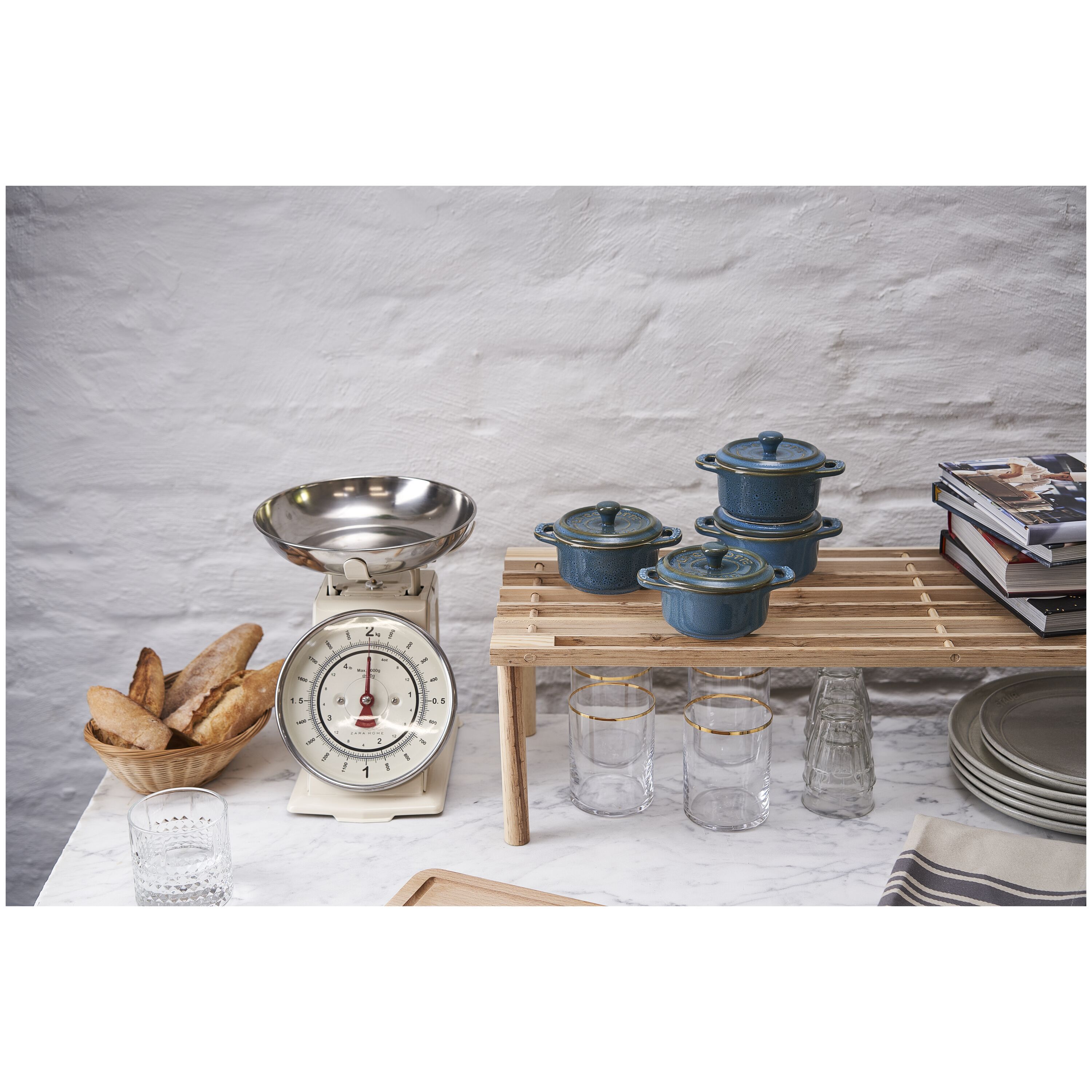 Staub        Ceramique                Cocotte Set 4-tlg, rund, Antik-Türkis, Keramik