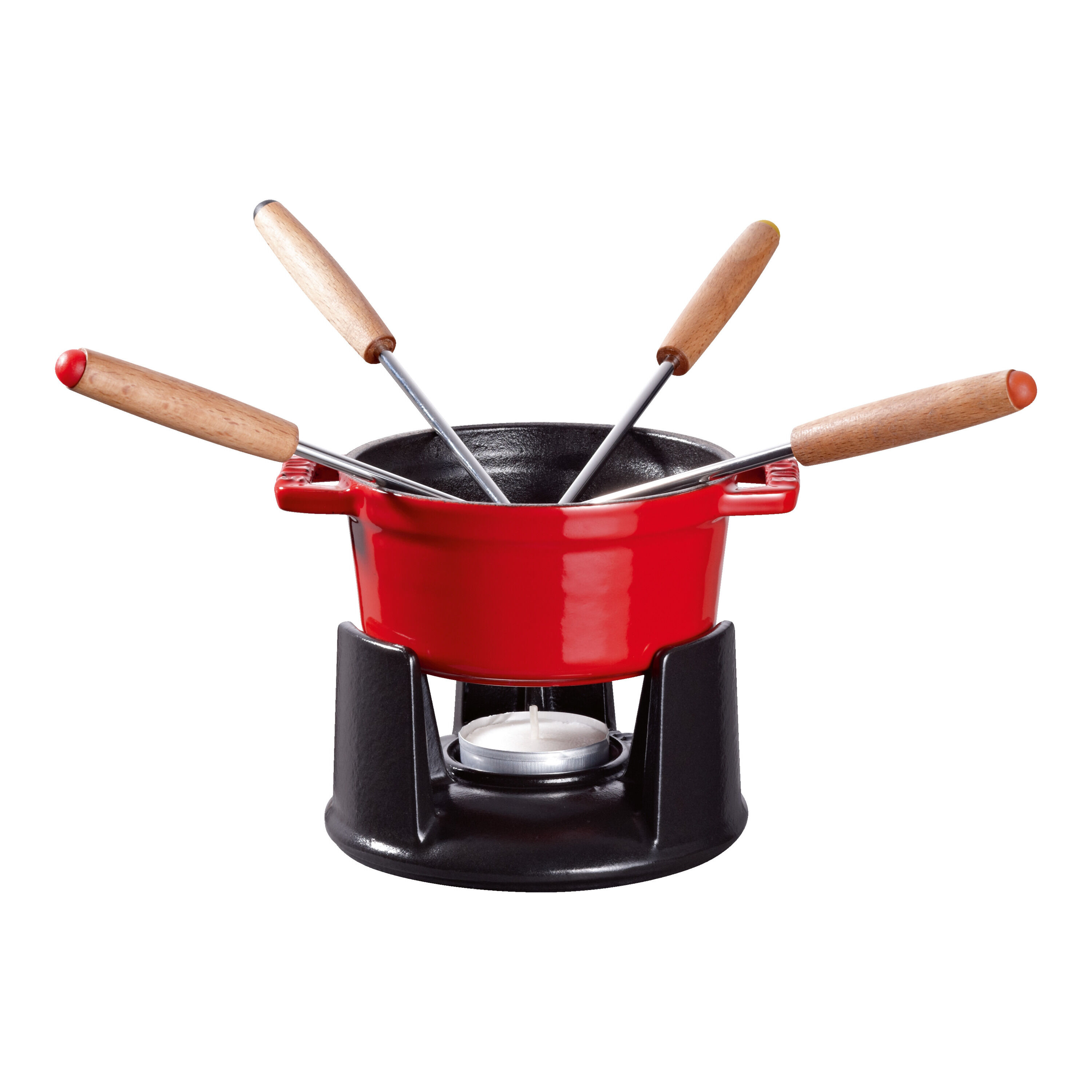 Staub        Specialities                Fondue Set 10 cm, rund, Kirsch-Rot, Gusseisen