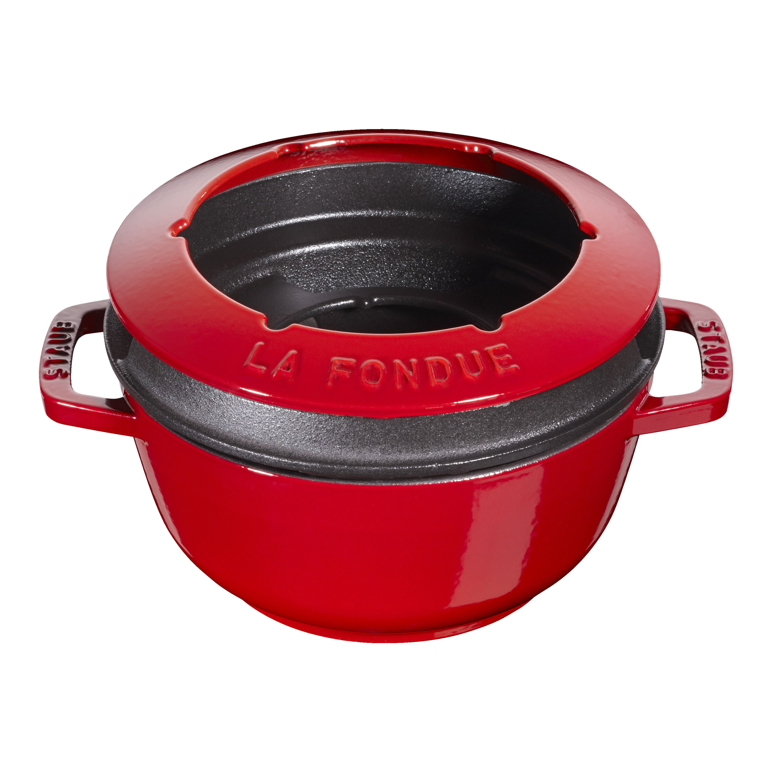 Staub        Specialities                Fondue Set 18 cm, rund, Kirsch-Rot, Gusseisen