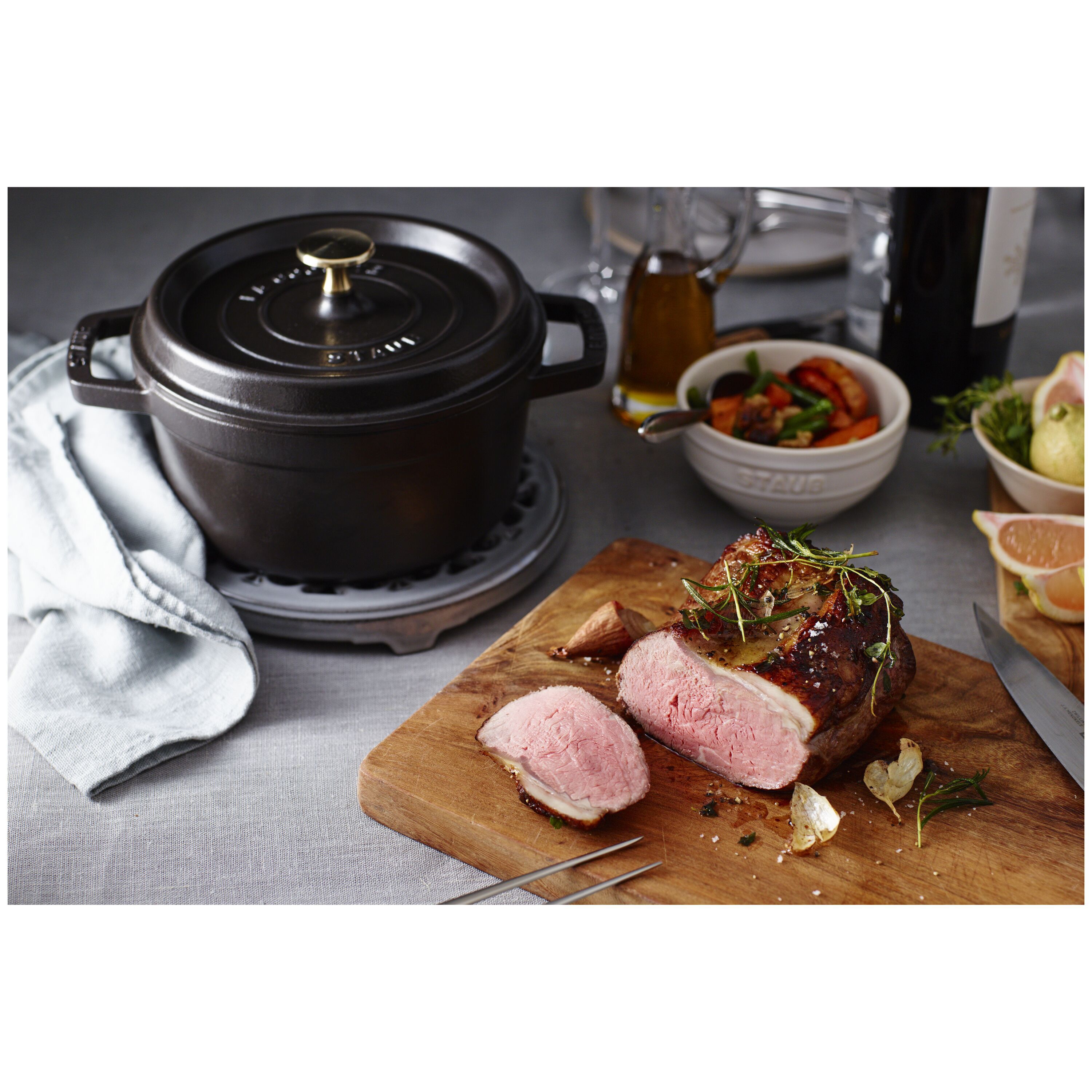 Staub        La Cocotte                Cocotte 20 cm, rund, Schwarz, Gusseisen