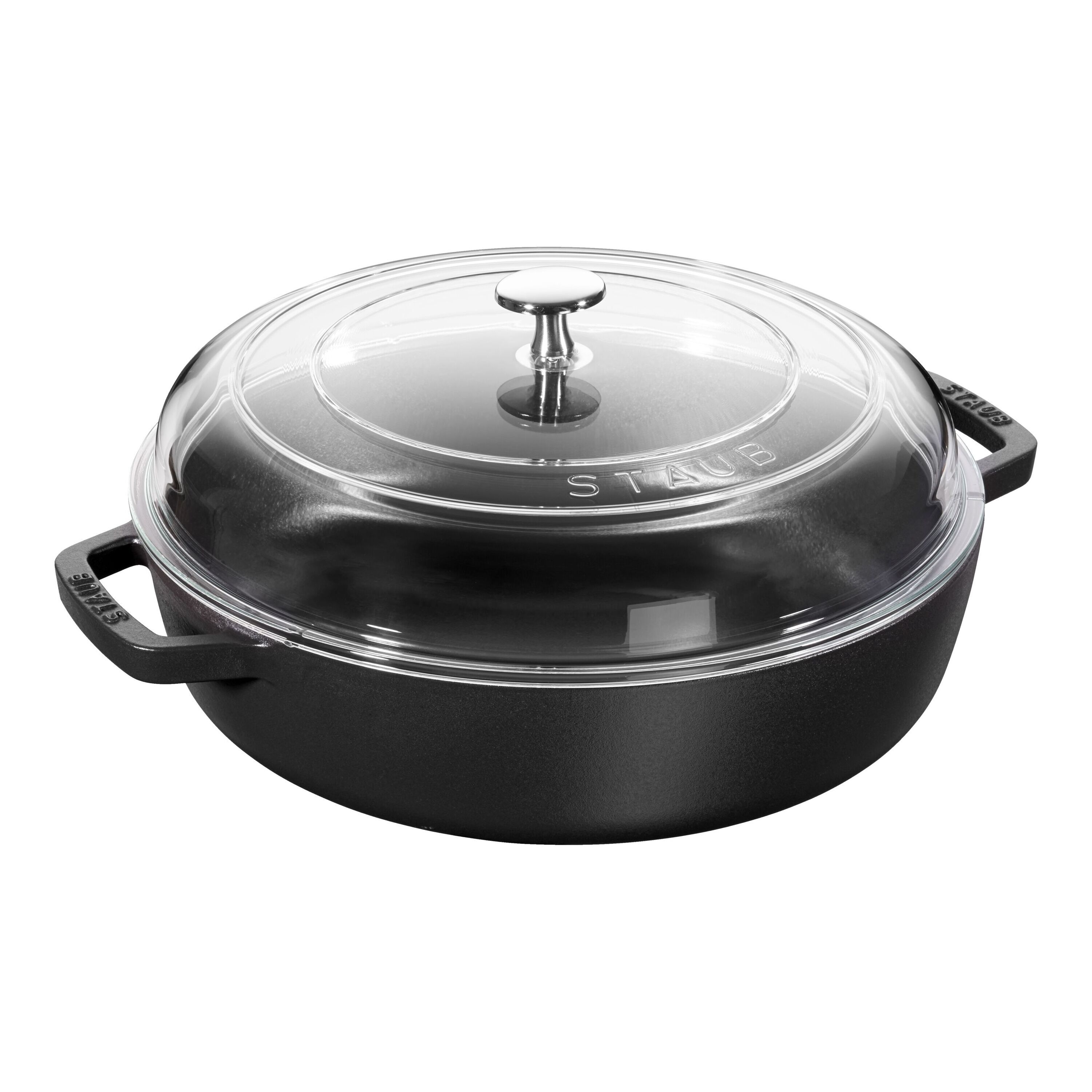 Staub        Braisers                Schmorpfanne mit Glasdeckel 28 cm, rund, Schwarz, Gusseisen