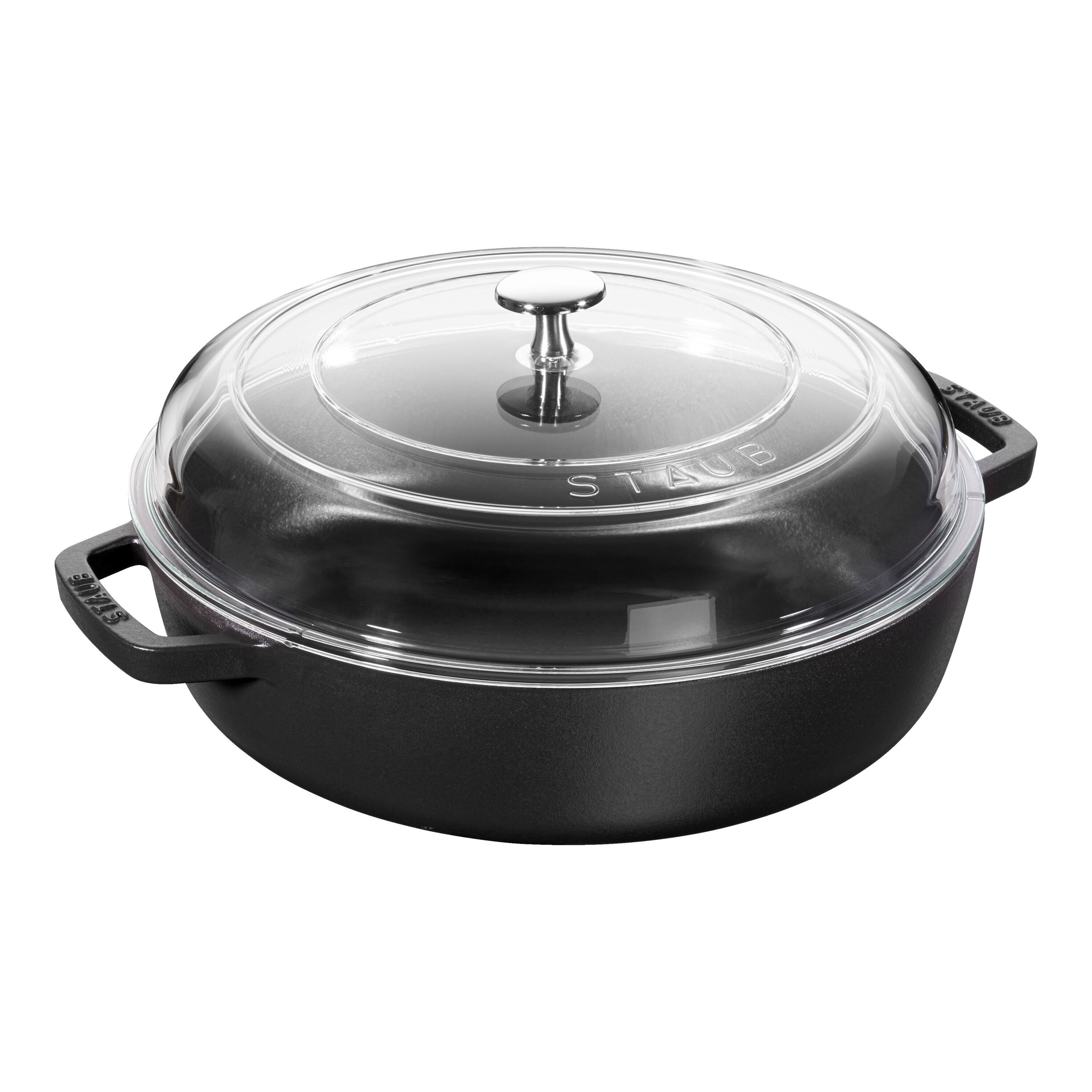 Staub        Braisers                Schmorpfanne mit Glasdeckel 24 cm, rund, Schwarz, Gusseisen