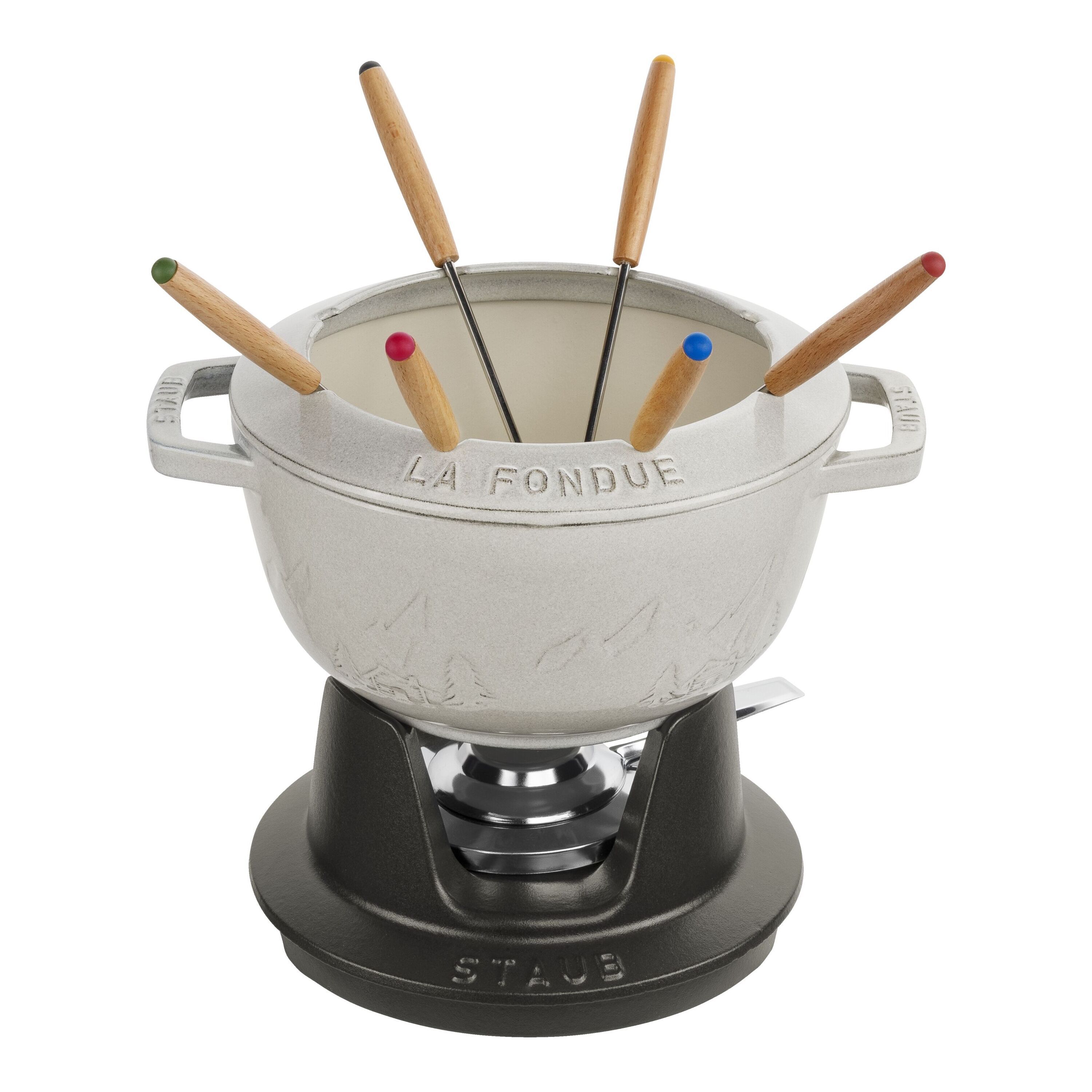Staub        Specialities                Fondue Set Gebirge 20 cm, rund, Weisser Trüffel, Gusseisen