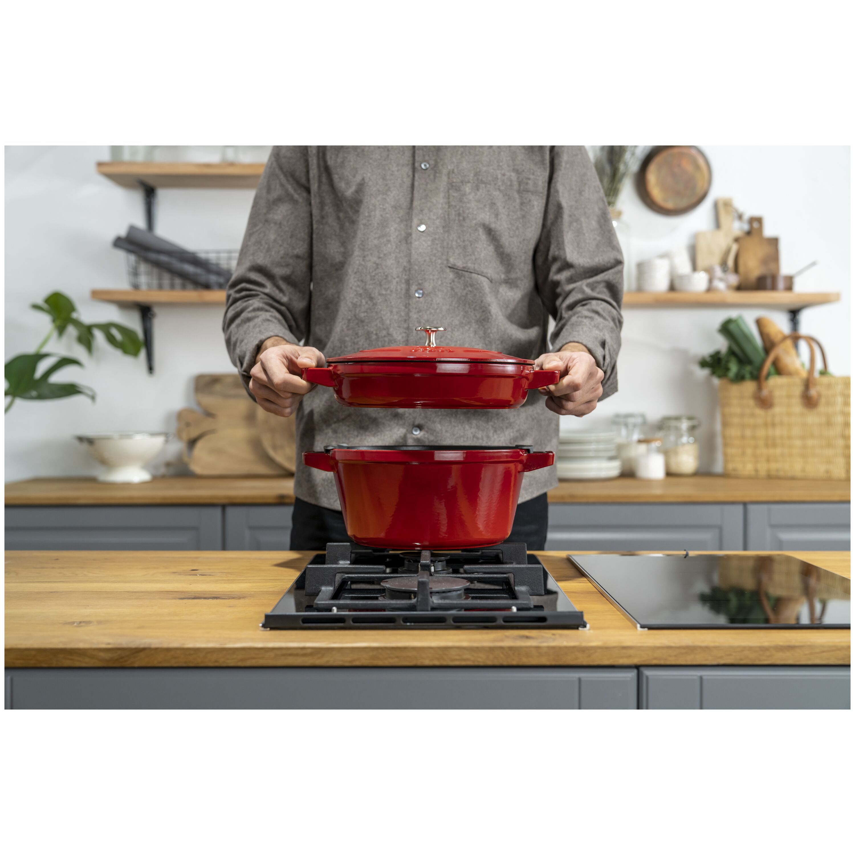 Staub        Stackable Set                Kochtopfset Stackable 2-tlg, rund, Kirsch-Rot, Gusseisen