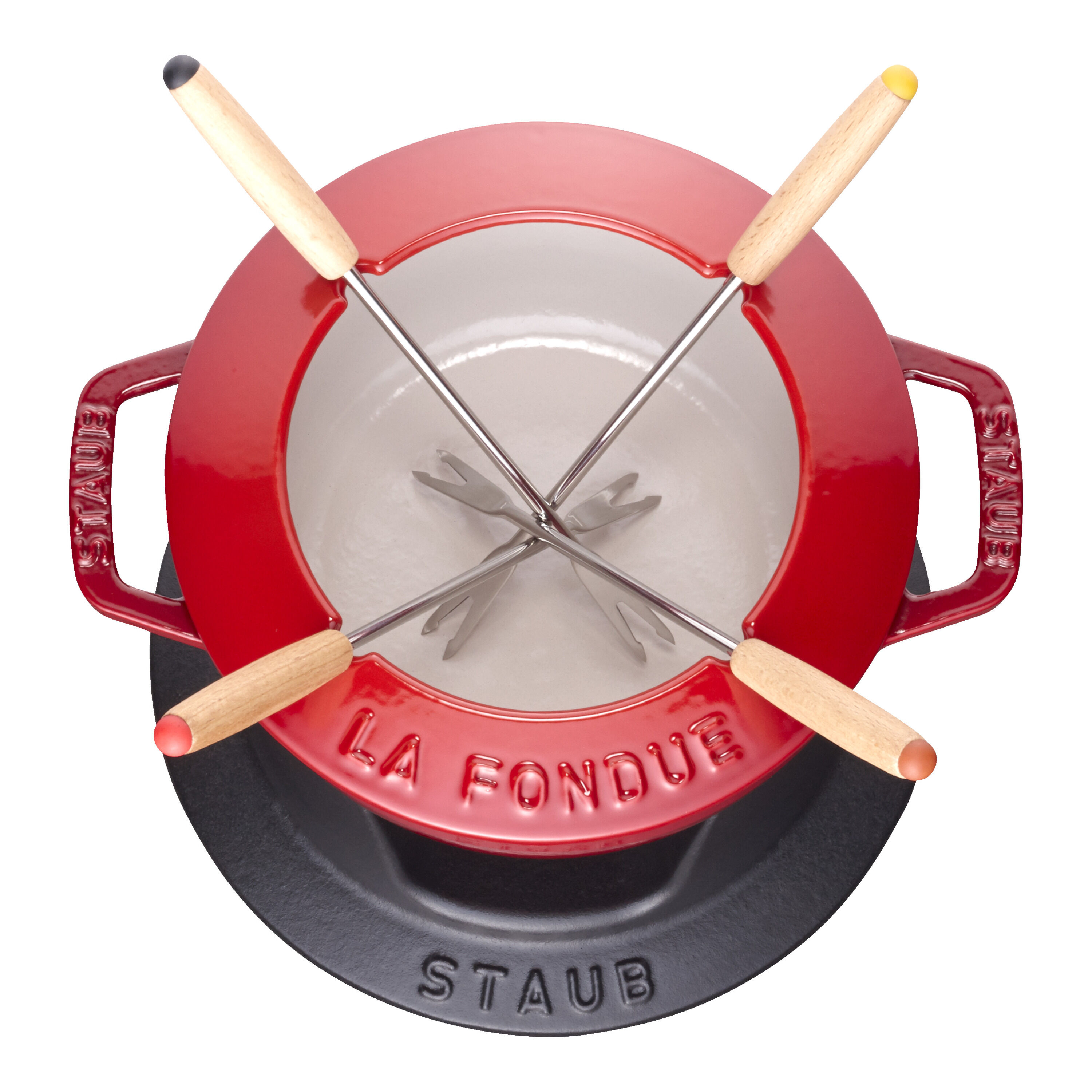 Staub        Specialities                Fondue Set 16 cm, rund, Kirsch-Rot, Gusseisen