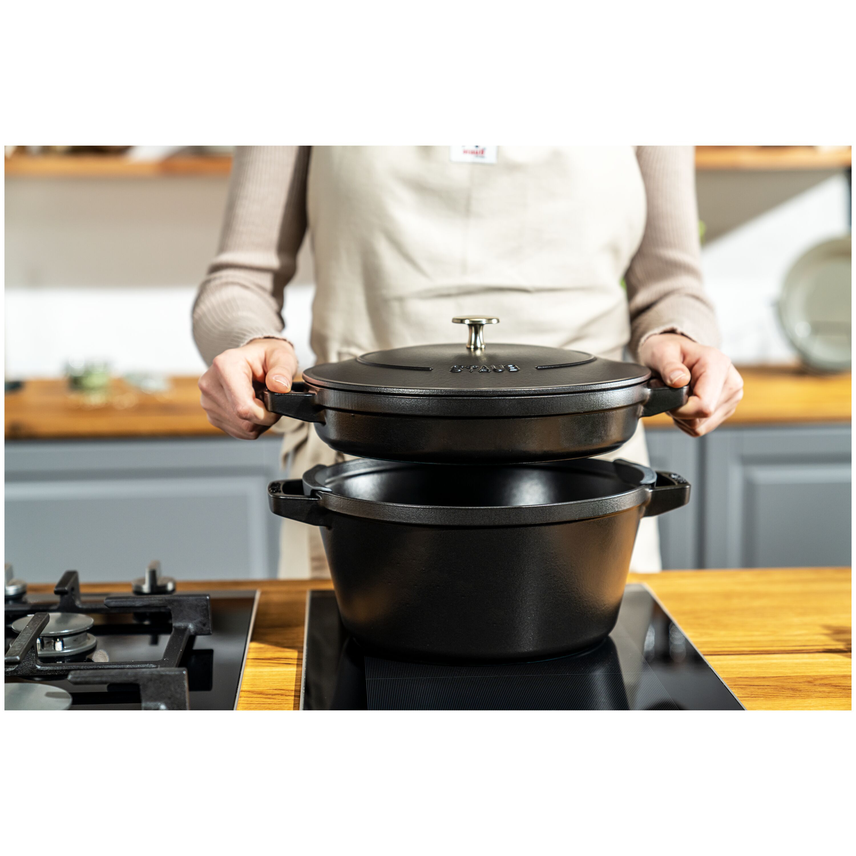 Staub        Stackable Set                Kochtopfset 2-tlg, rund, Schwarz, Gusseisen